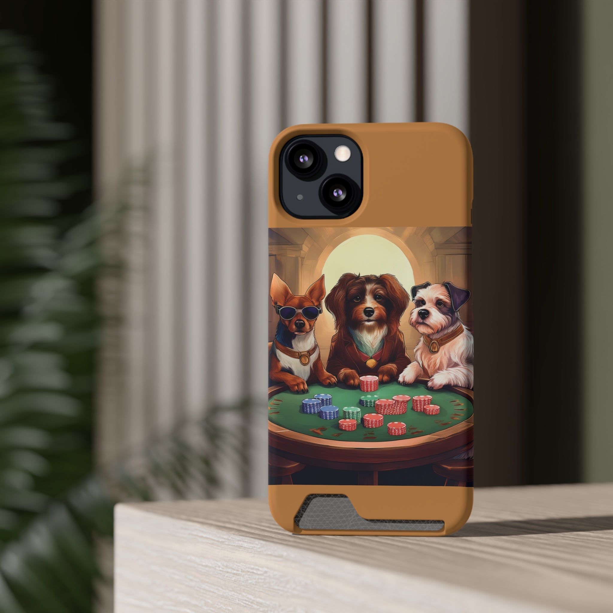 Puppy Poker Phone Case with Card Holder