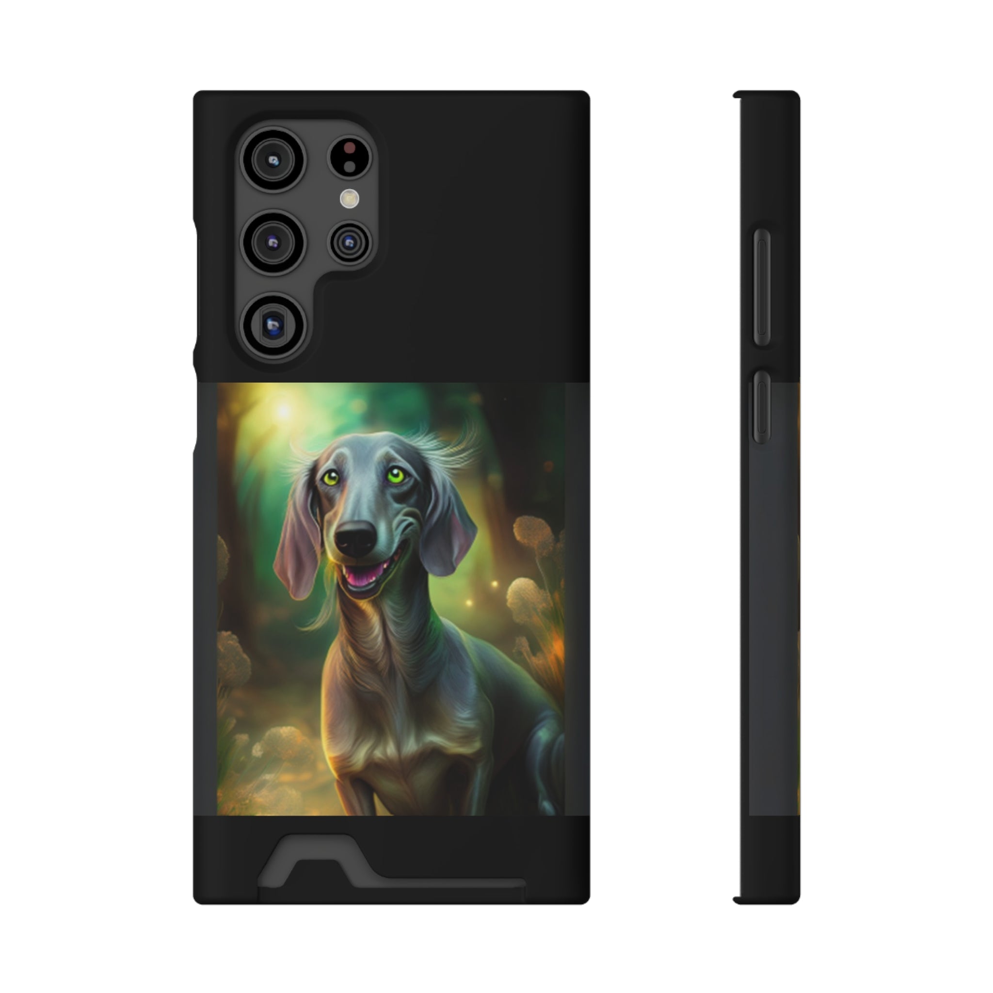 Dachshund Silver Grey Phone Case with Card Holder