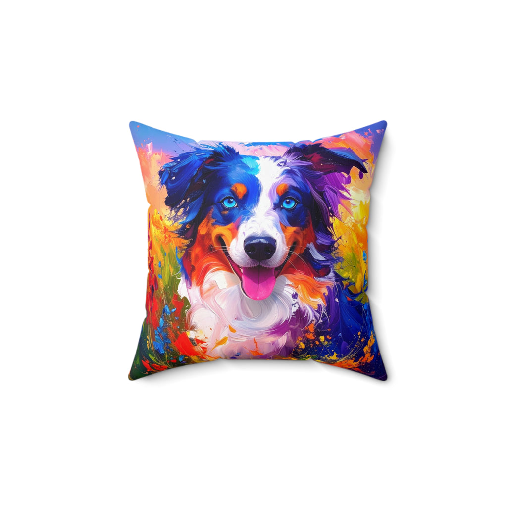 Aussie Shepherd Polyester Square Pillow