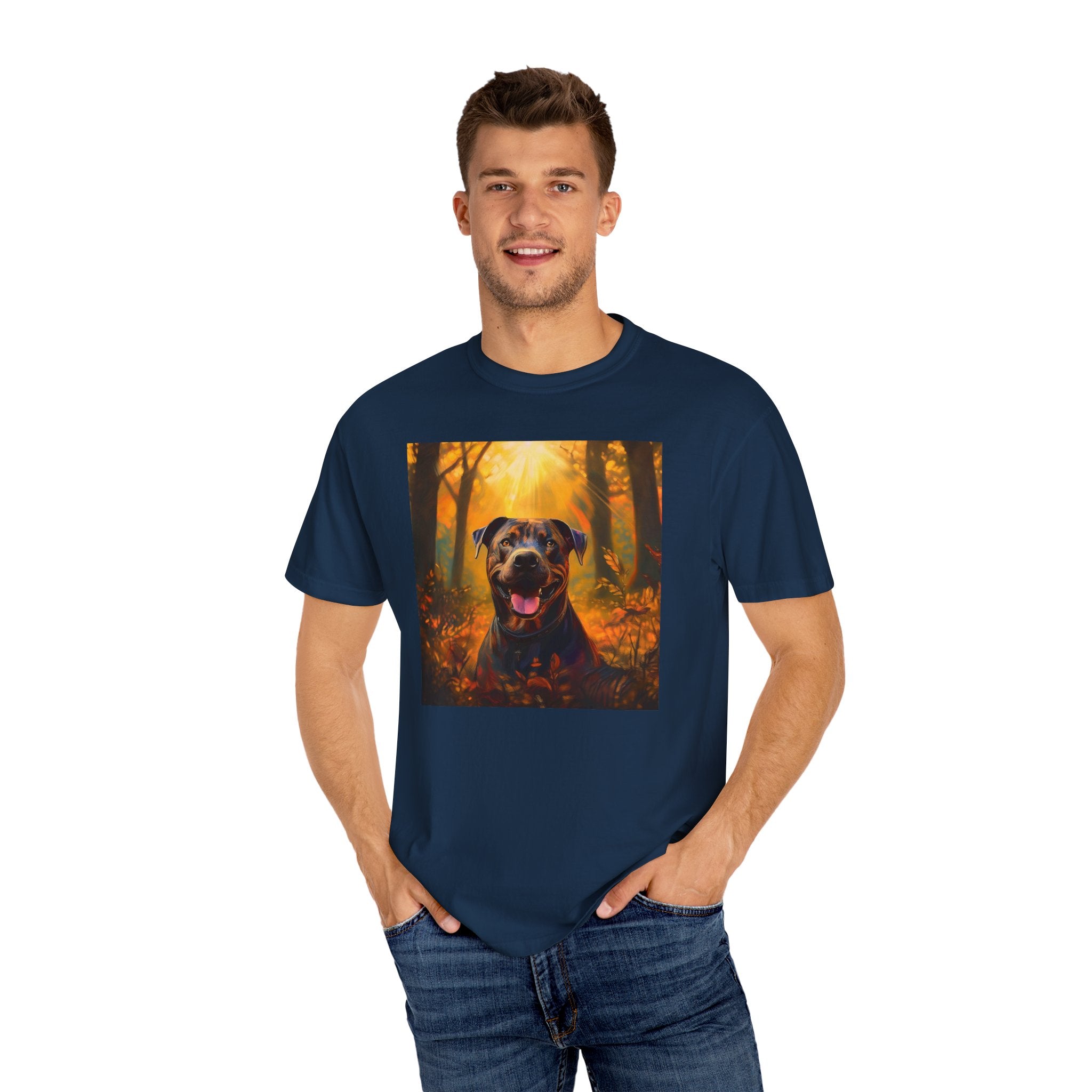 Pit Bull Brindle Autumn Unisex Garment-Dyed T-shirt