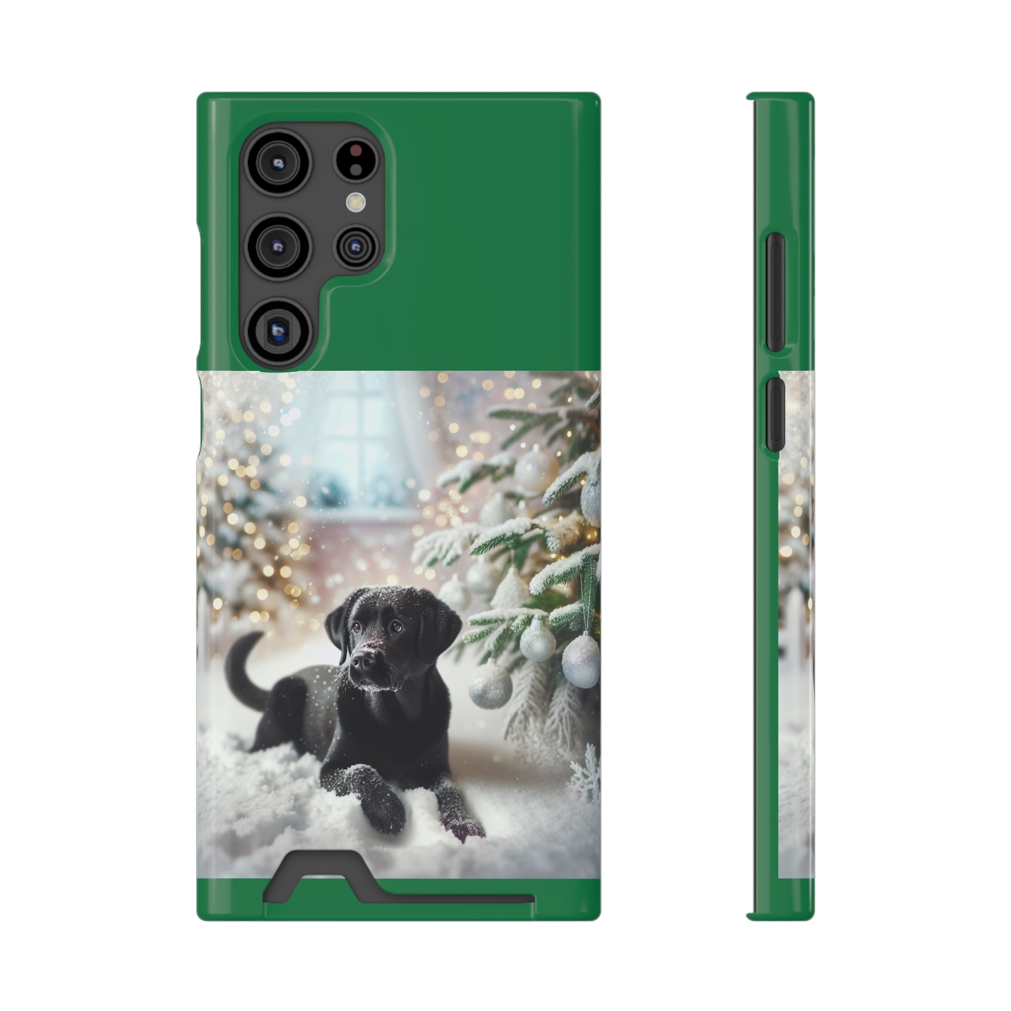 Black Lab Holiday Phone Case with Card Holder