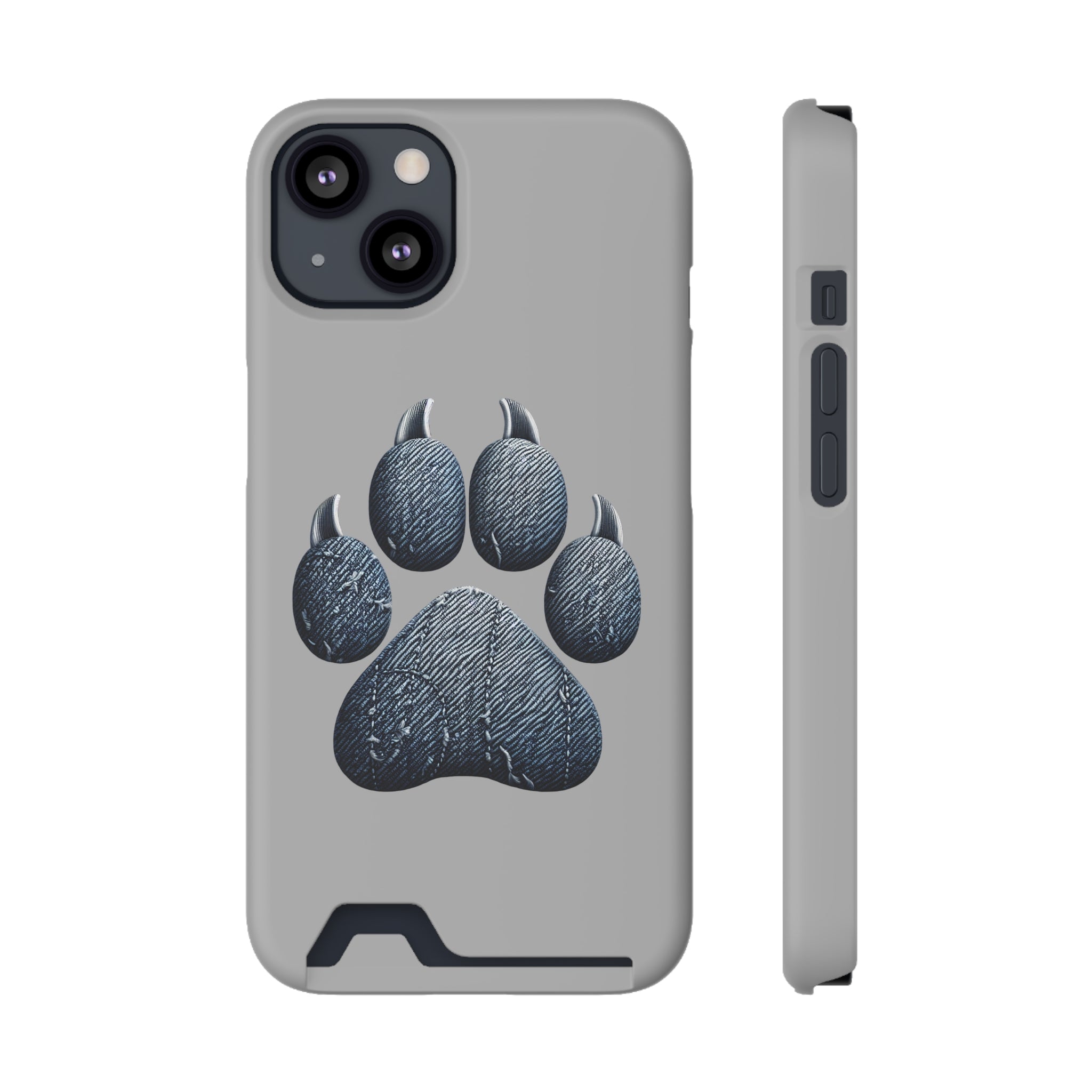 Denim Dog Paw Phone Case with Card Holder