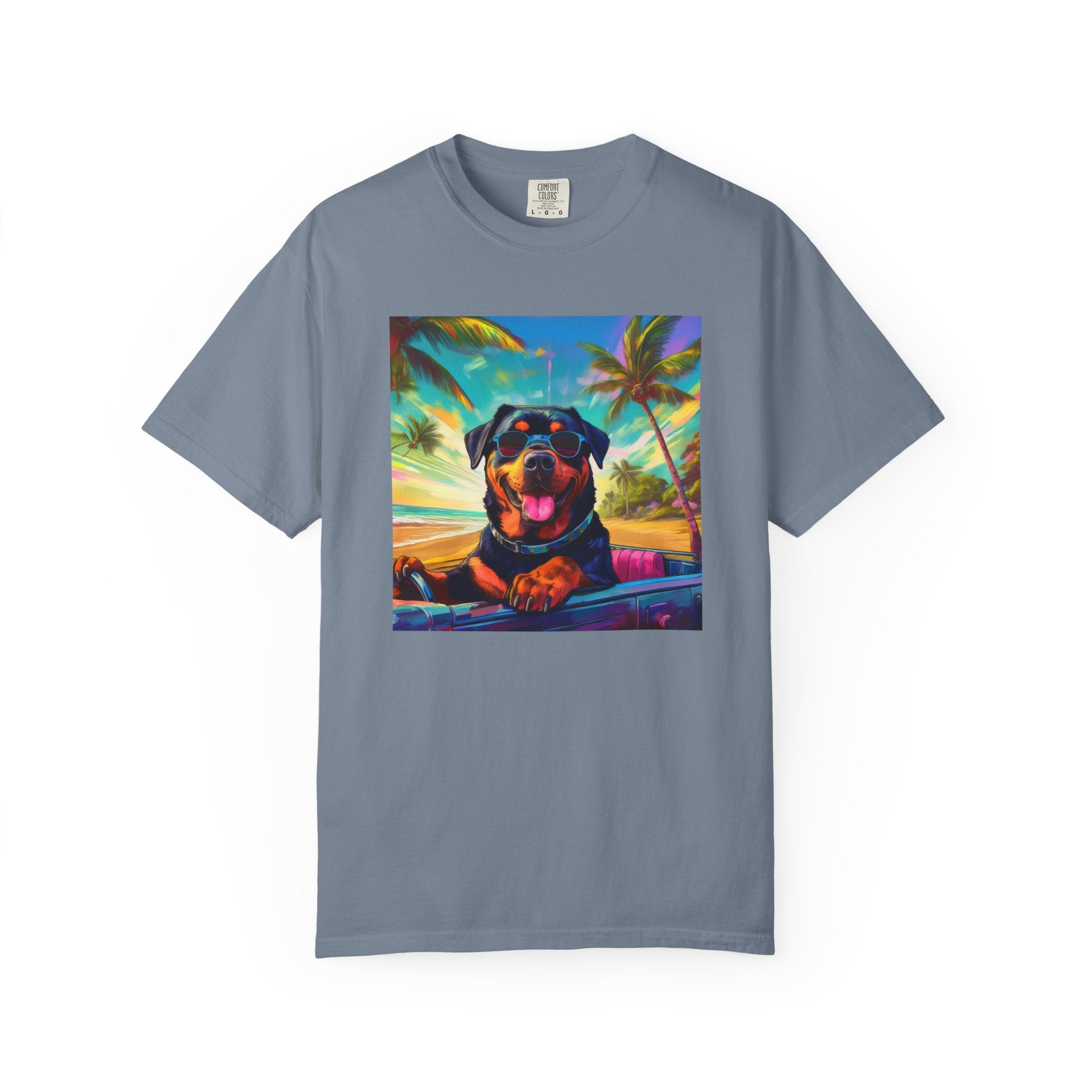 Rottweiler Beach Drive Unisex Garment-Dyed T-shirt