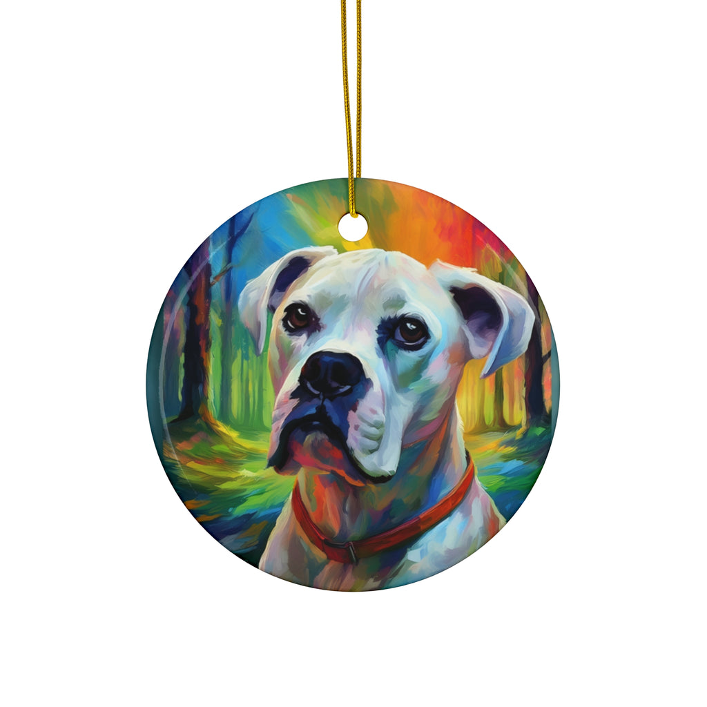 Boxer Rainbow Sky Ceramic Ornament
