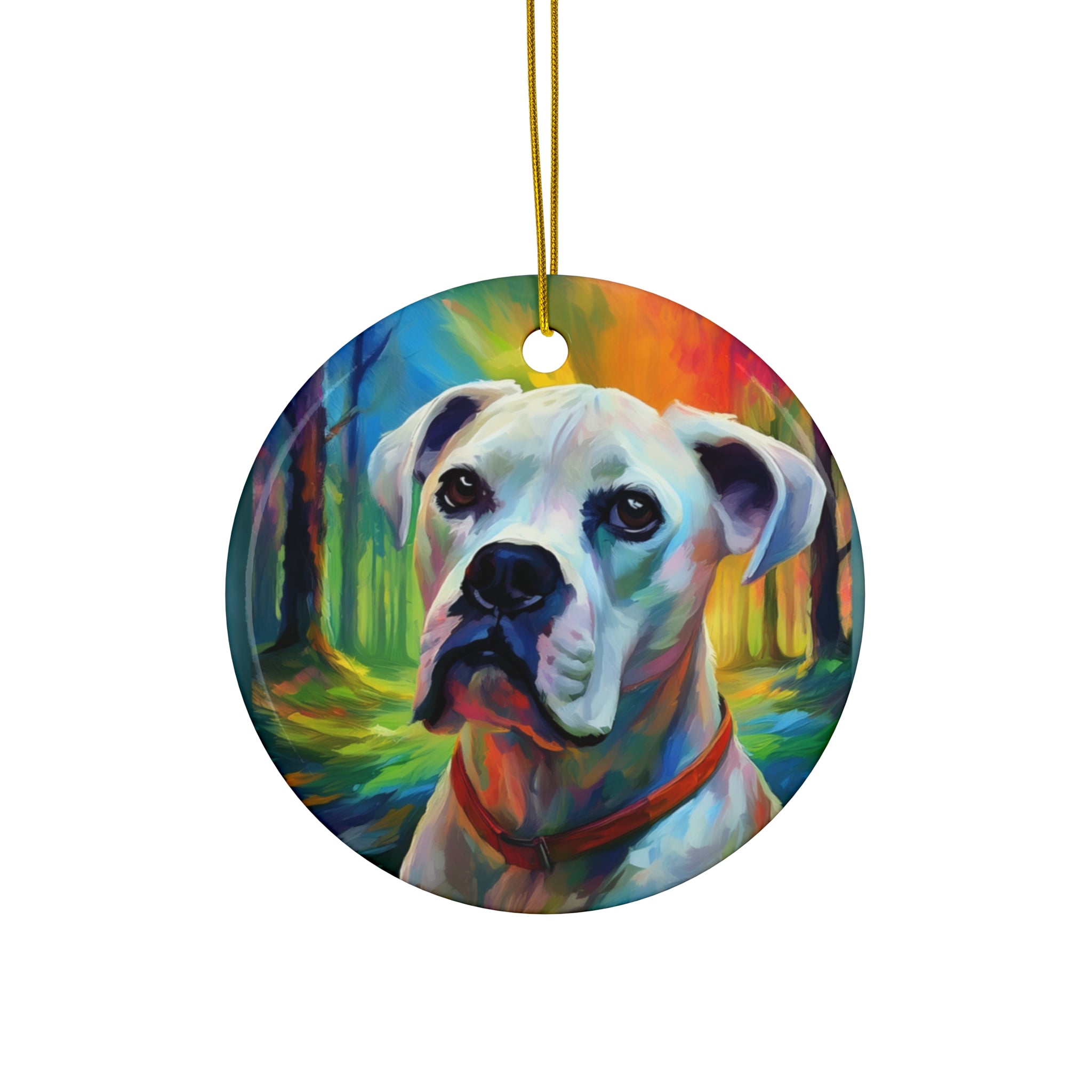 Boxer Rainbow Sky Ceramic Ornament