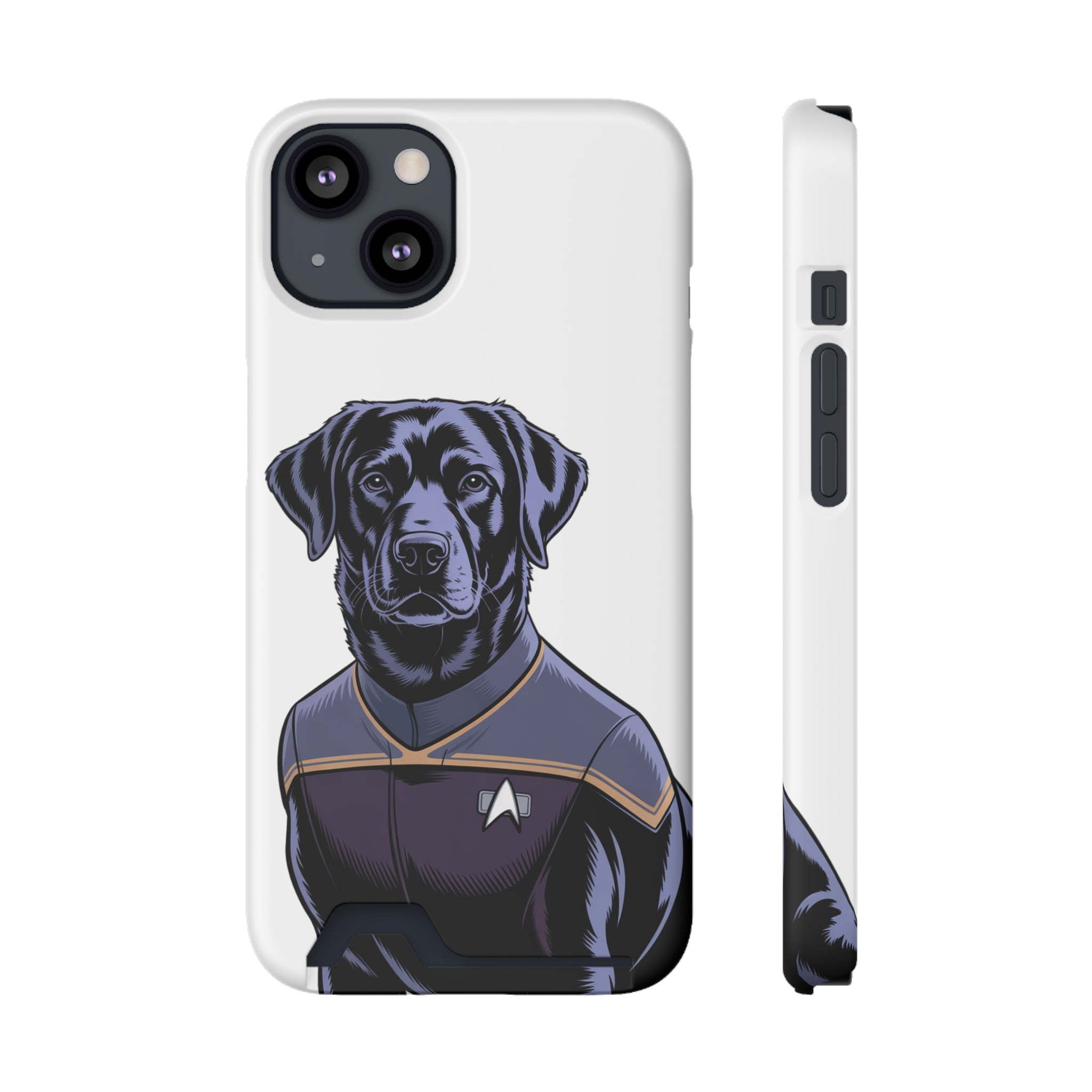 Black Lab Dog-Fleet Phone Case with Card Holder