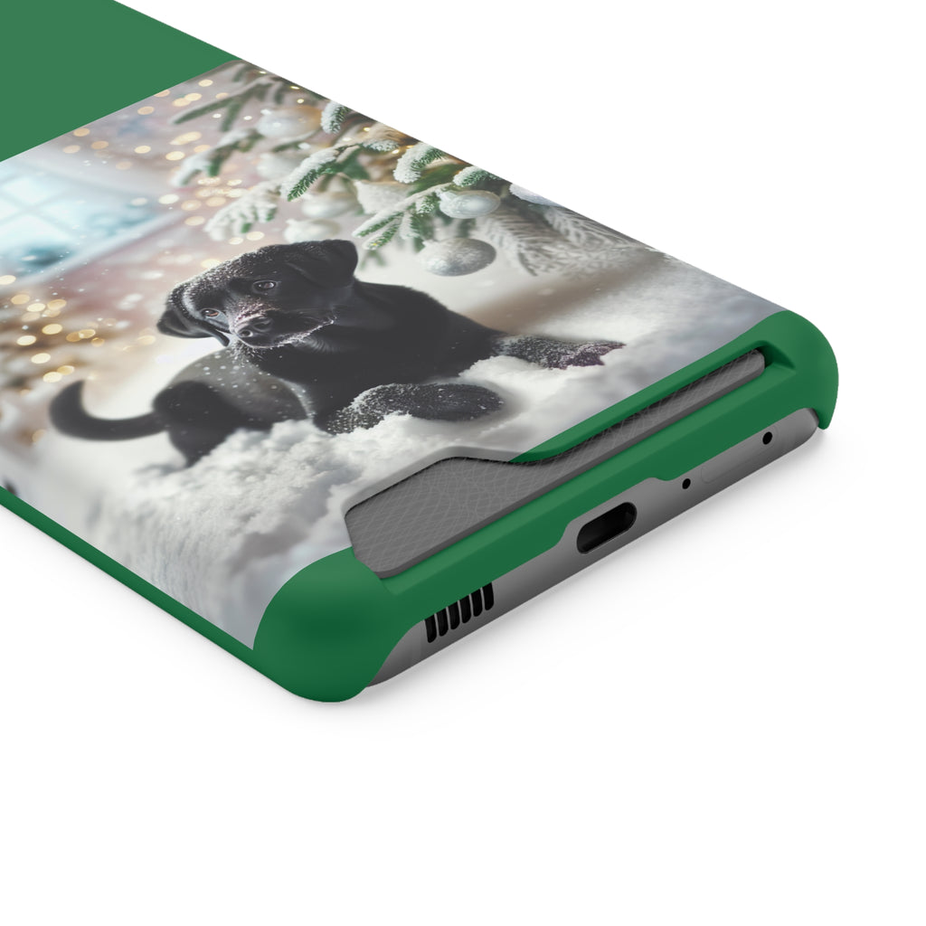 Black Lab Holiday Phone Case with Card Holder