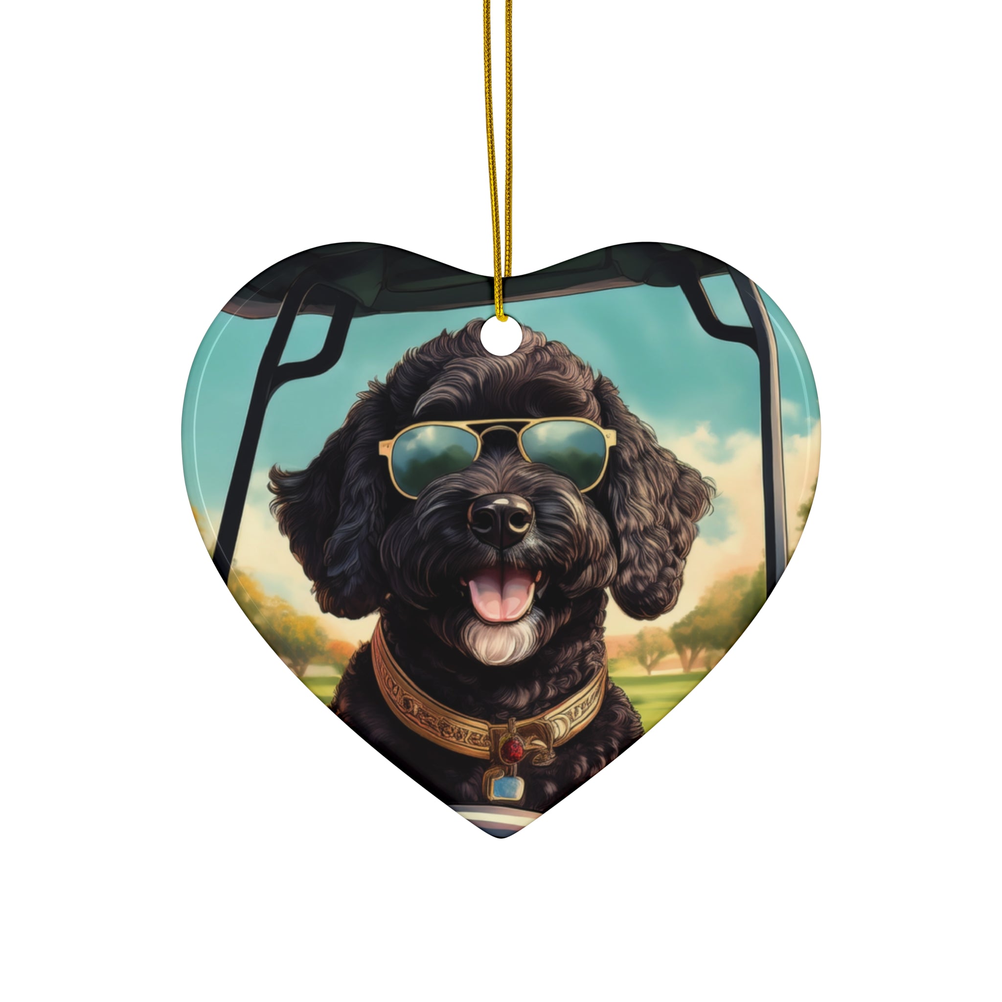 Doodle Golf Cart Ceramic Ornament