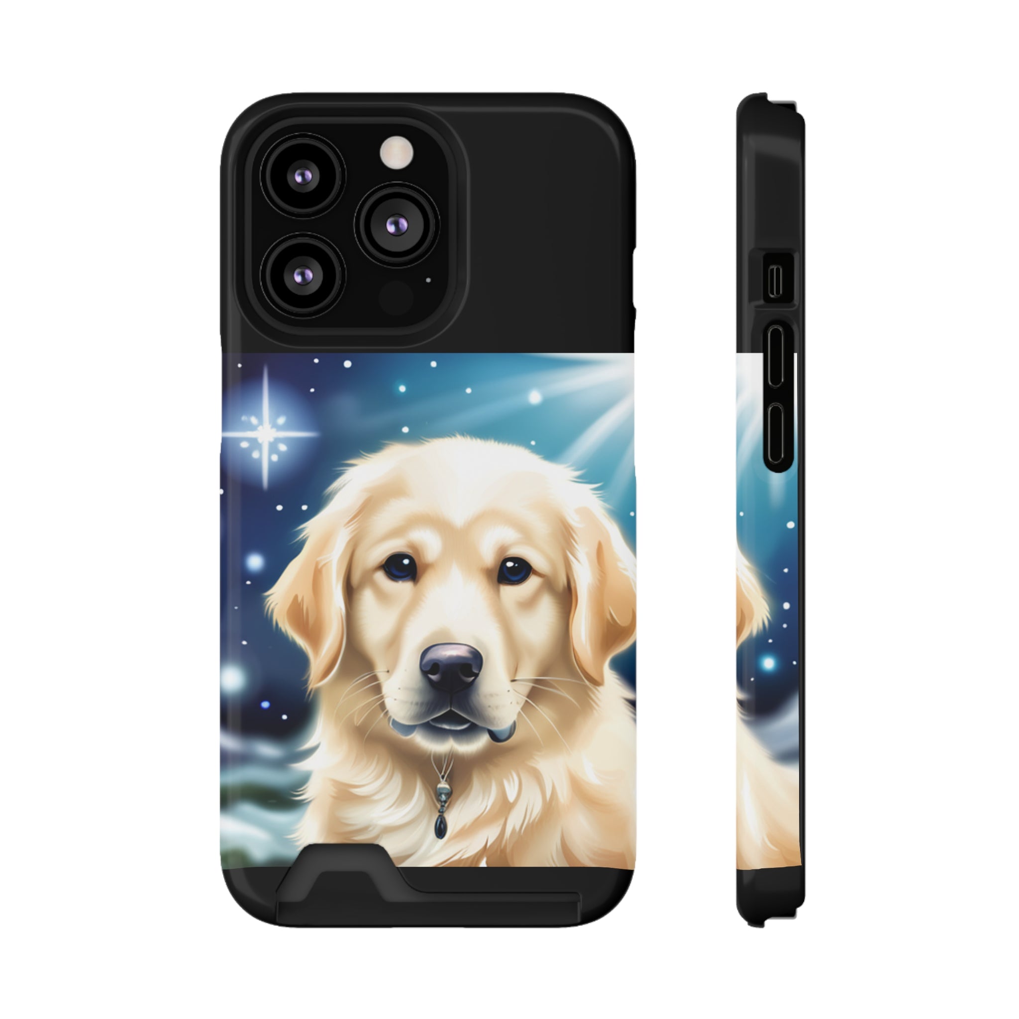 Golden Retriever Stary Night Phone Case with Card Holder