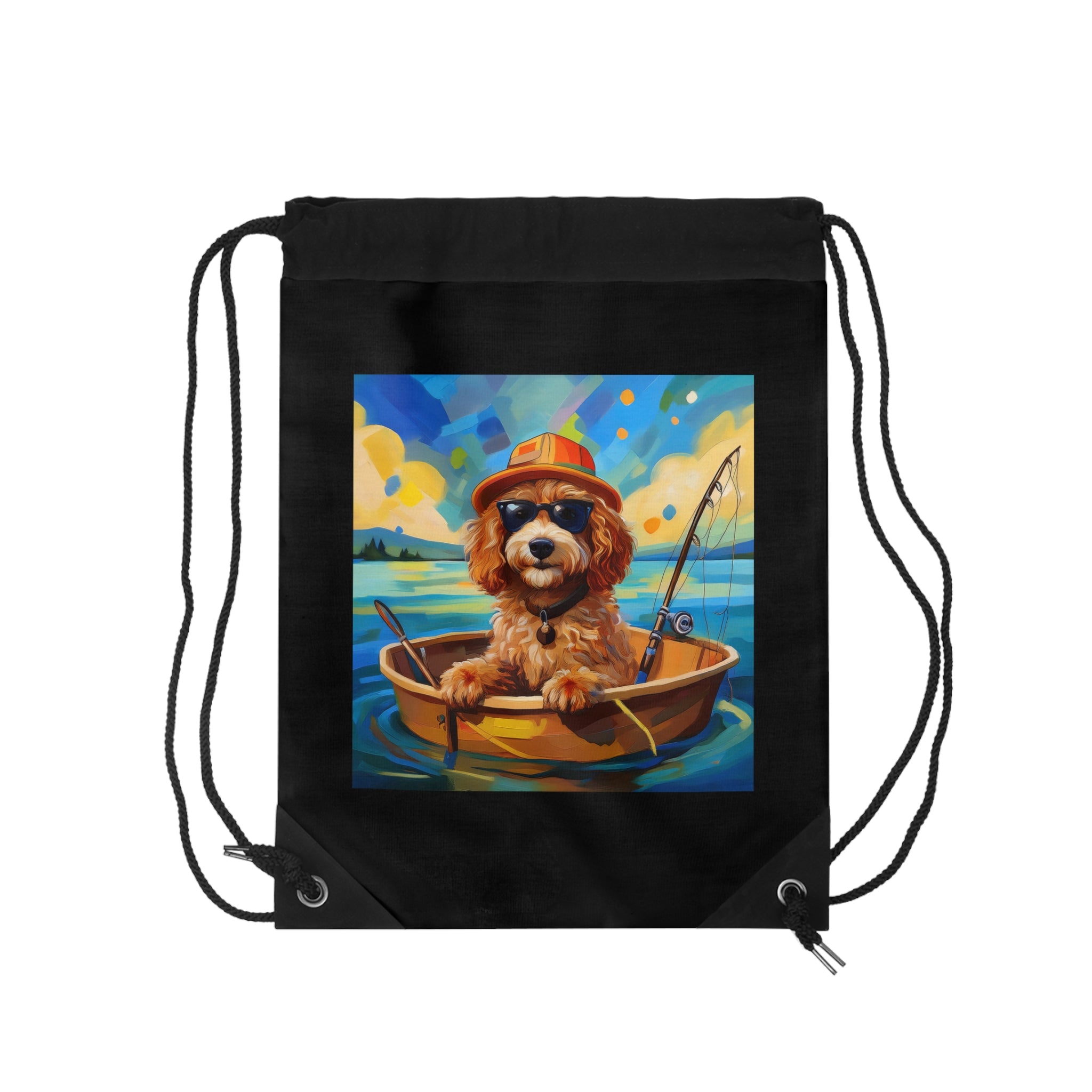 Doodle Fishing Drawstring Bag