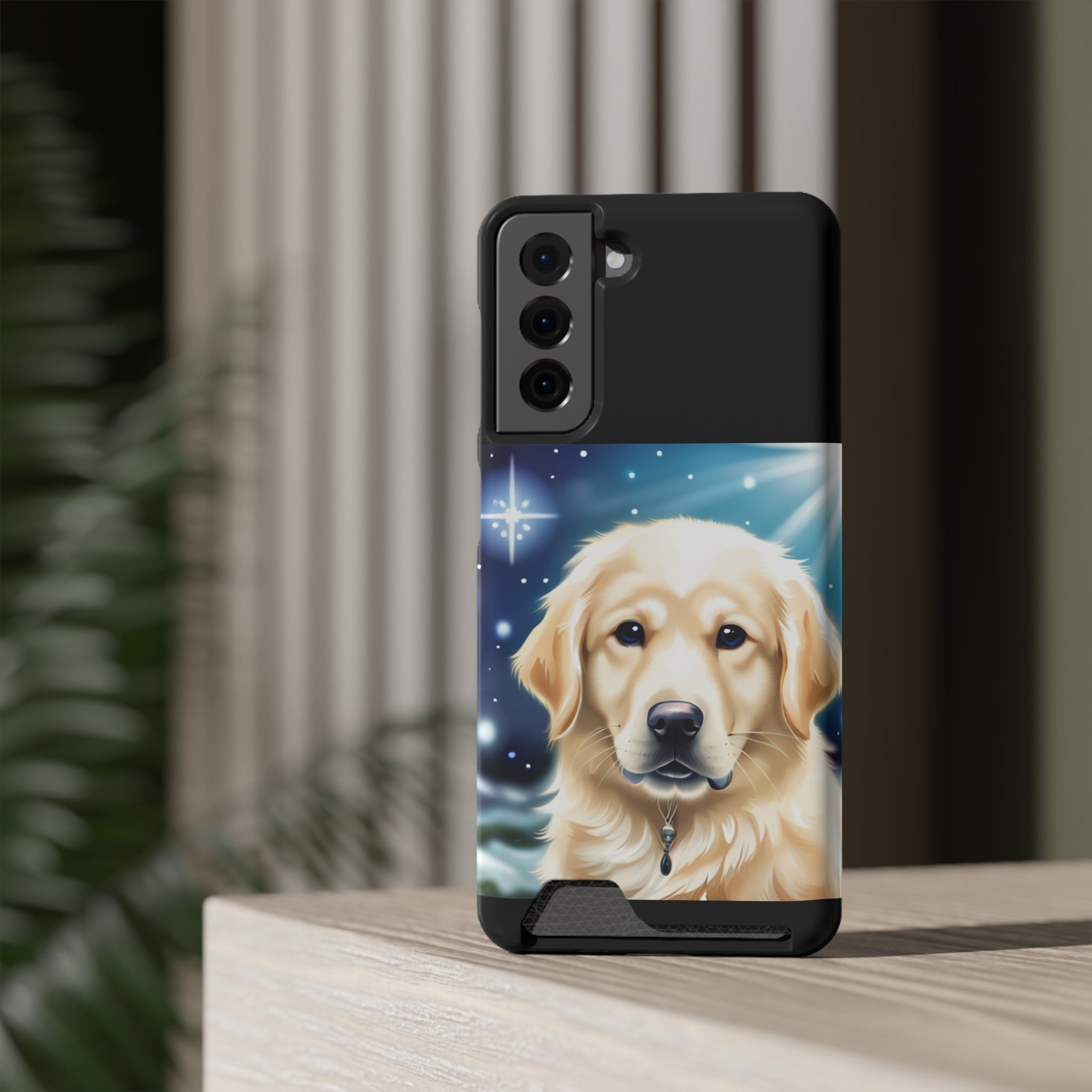 Golden Retriever Stary Night Phone Case with Card Holder
