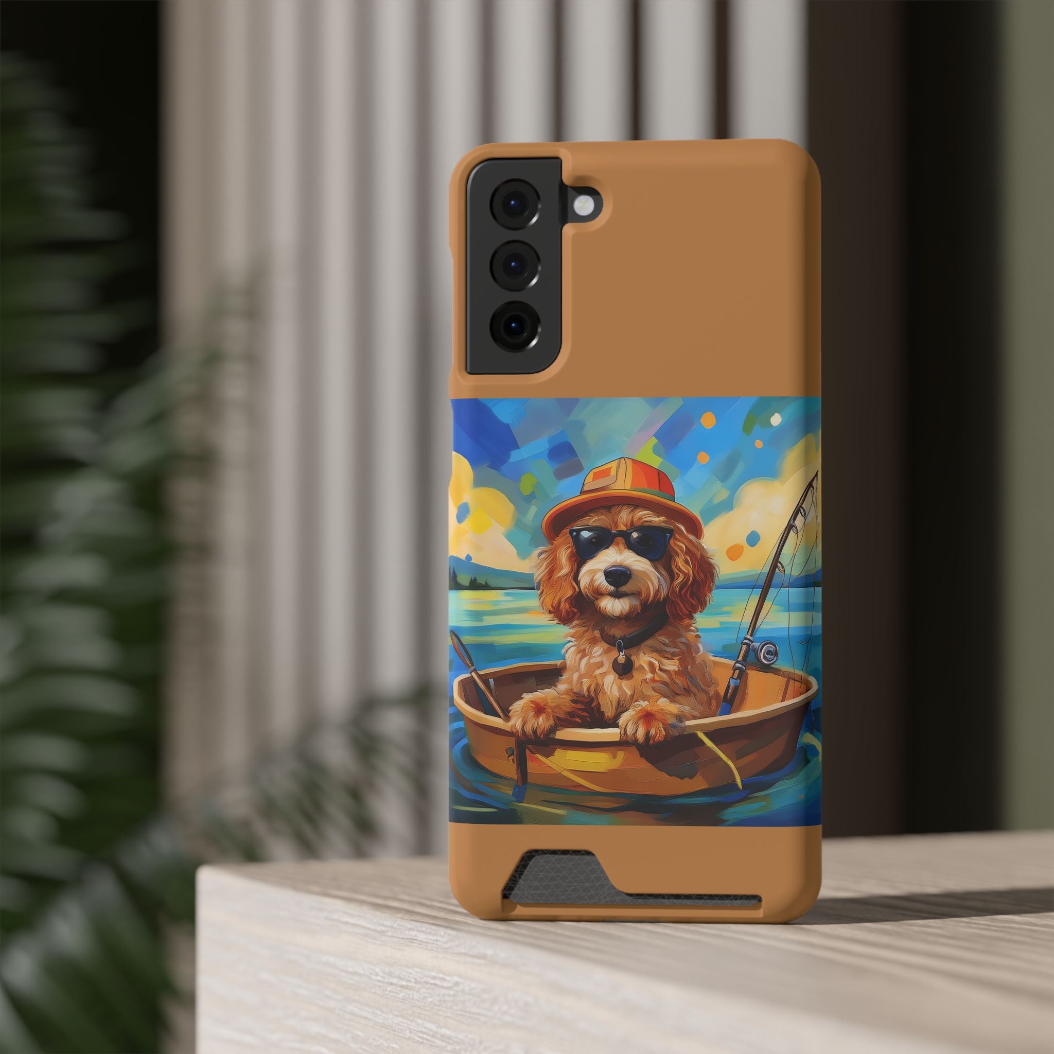 Doodle Fishing Phone Case with Card Holder