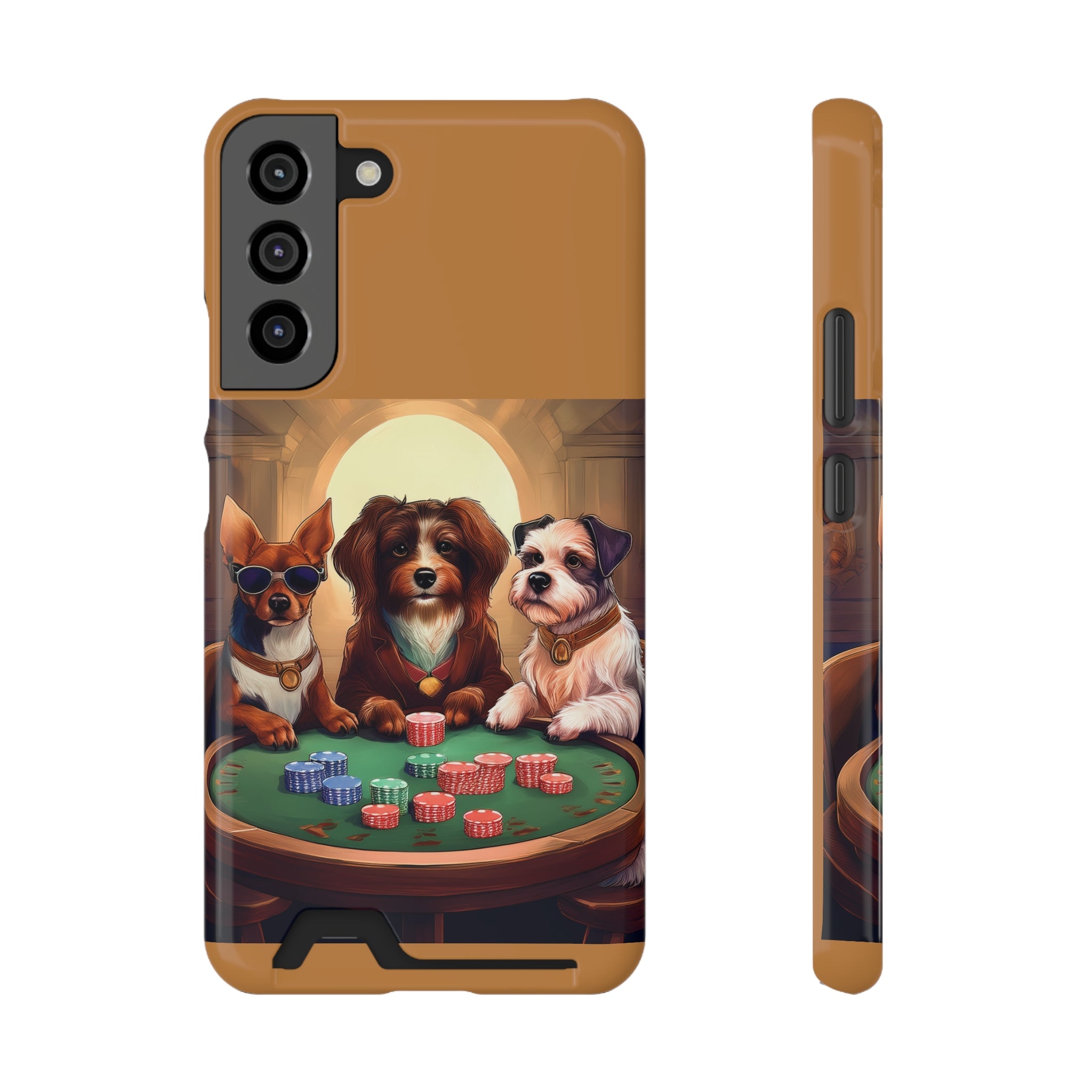 Puppy Poker Phone Case with Card Holder