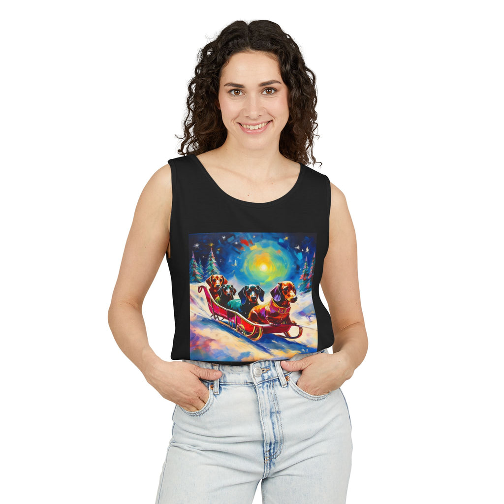 Dachshund Night Sleighride Unisex Tank Top