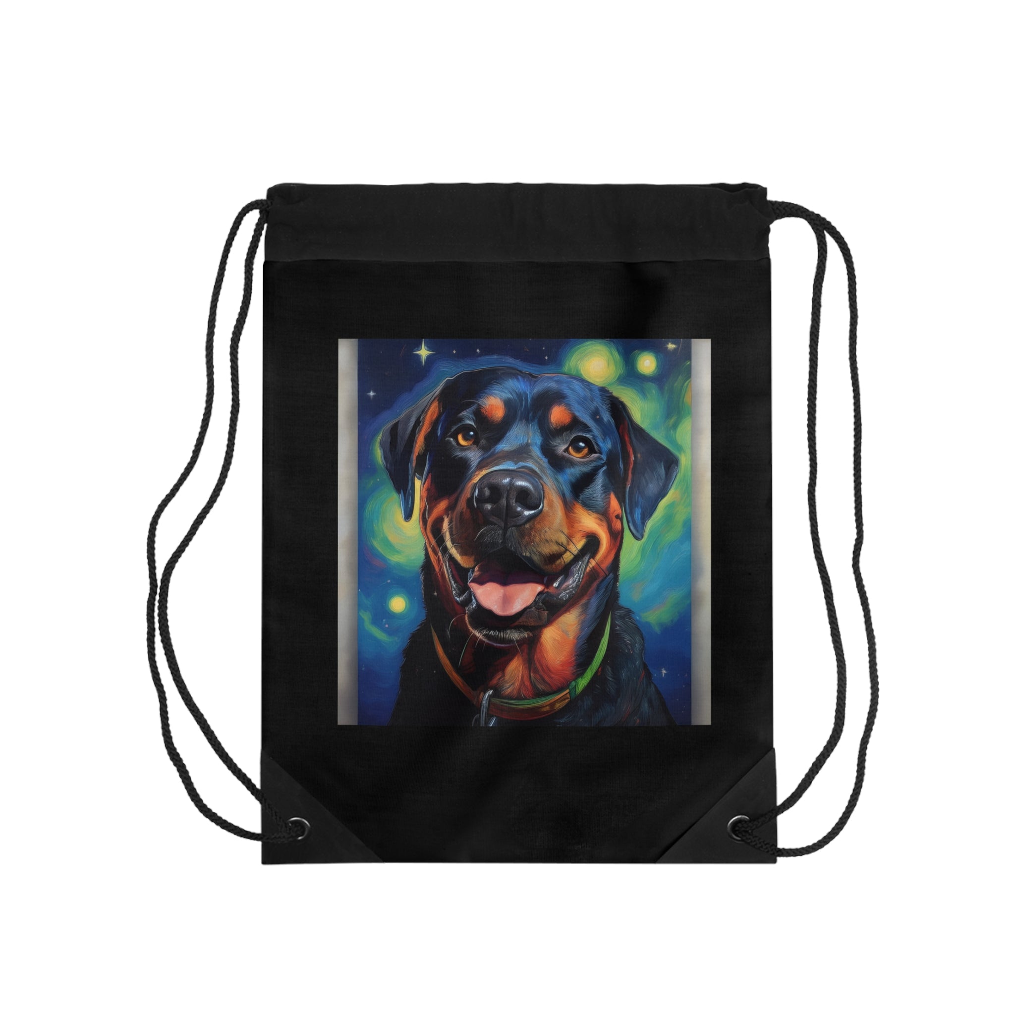 Rottweiler Stary Night Drawstring Bag