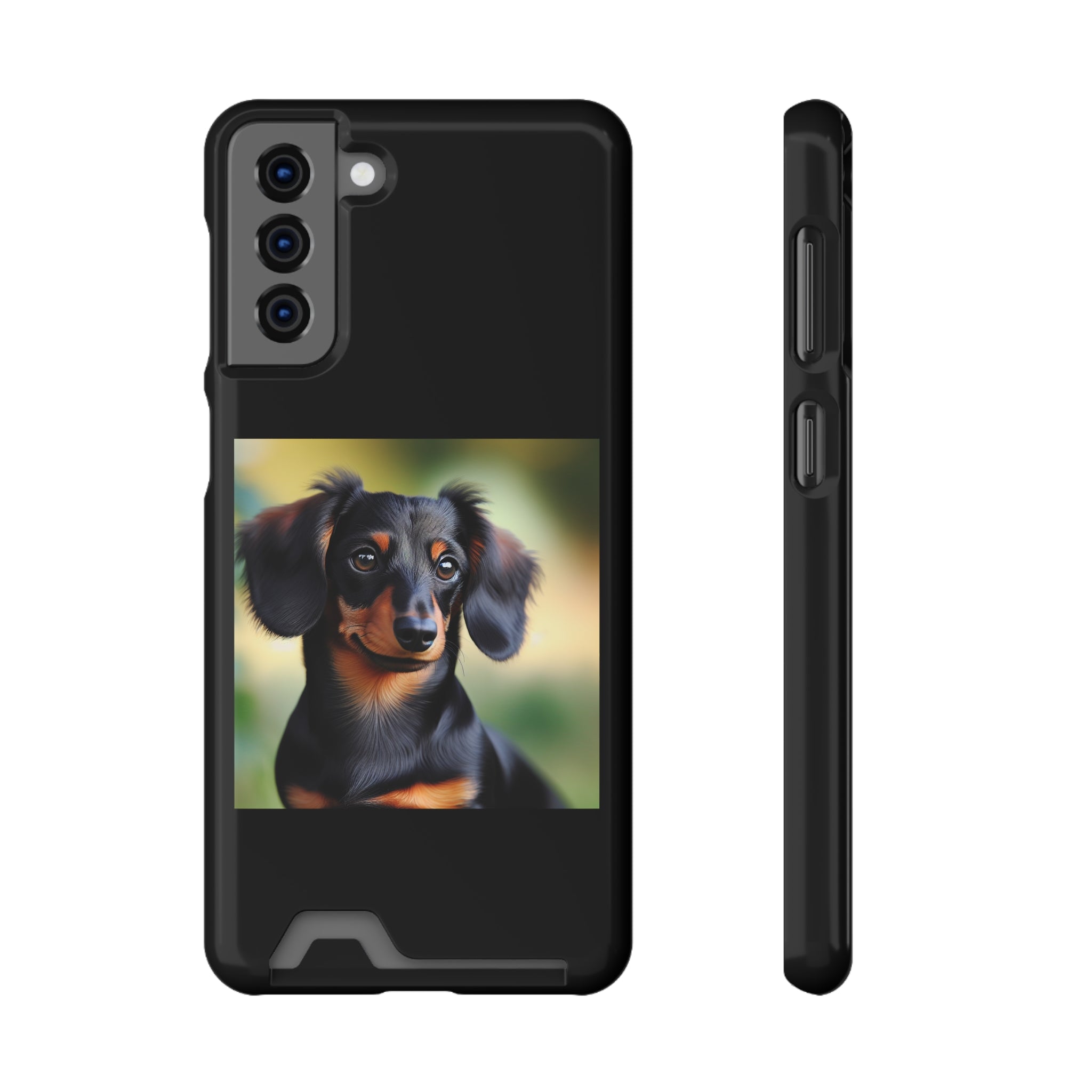Dachshund Black and Brown Phone Case with Card Holder