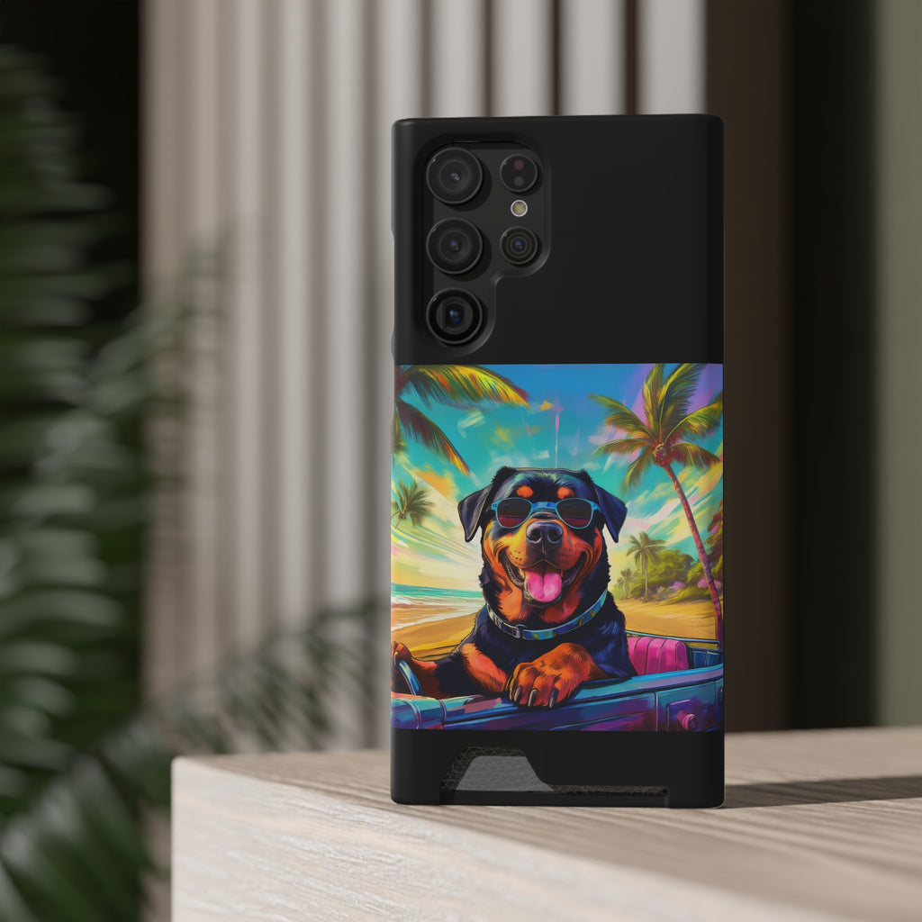 Rottweiler Beach Drive Phone Case with Card Holder