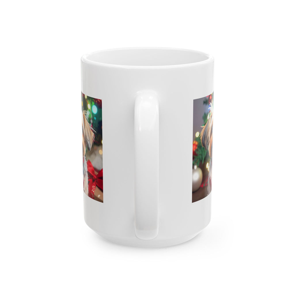 Yorkie Holiday Ceramic Mug, (11oz, 15oz)