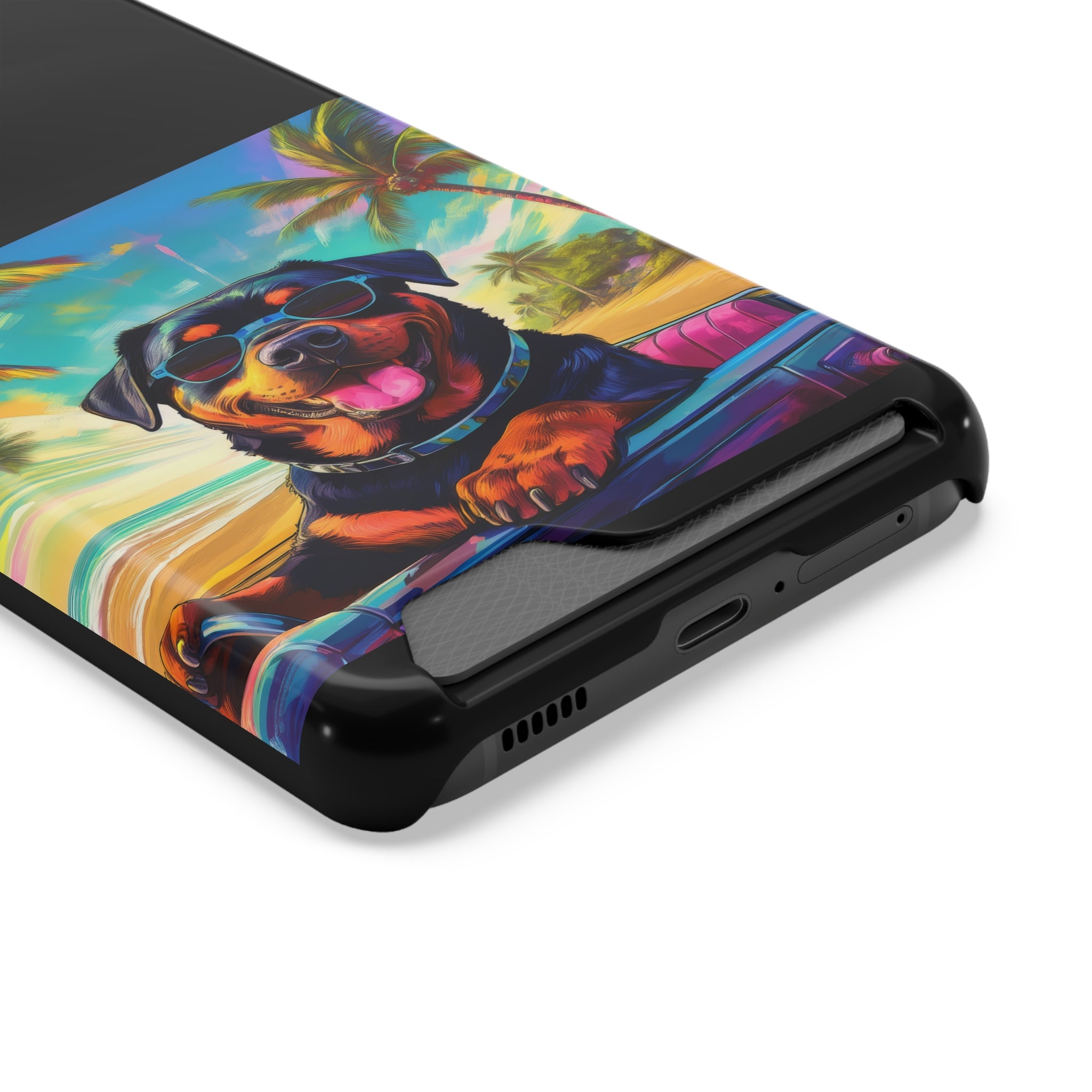 Rottweiler Beach Drive Phone Case with Card Holder