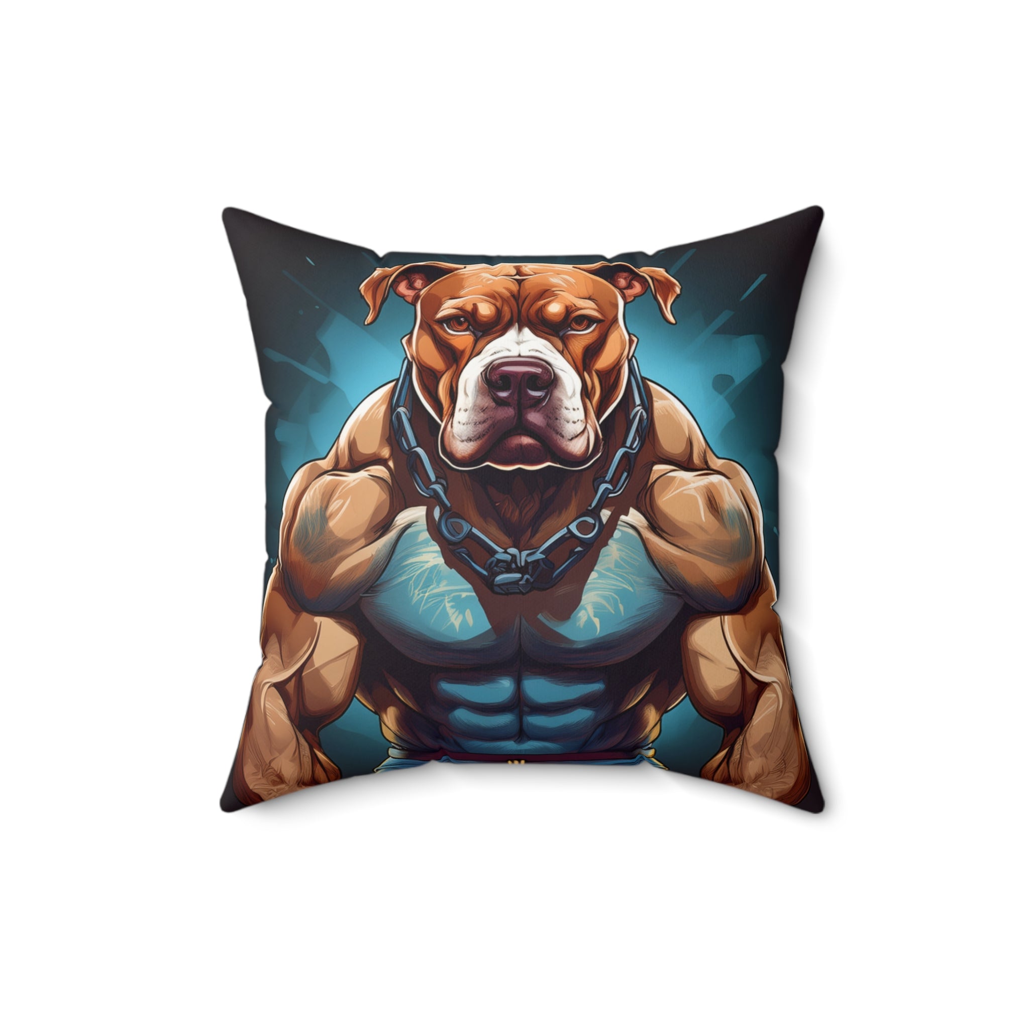 Pitbull Body Builder Polyester Square Pillow