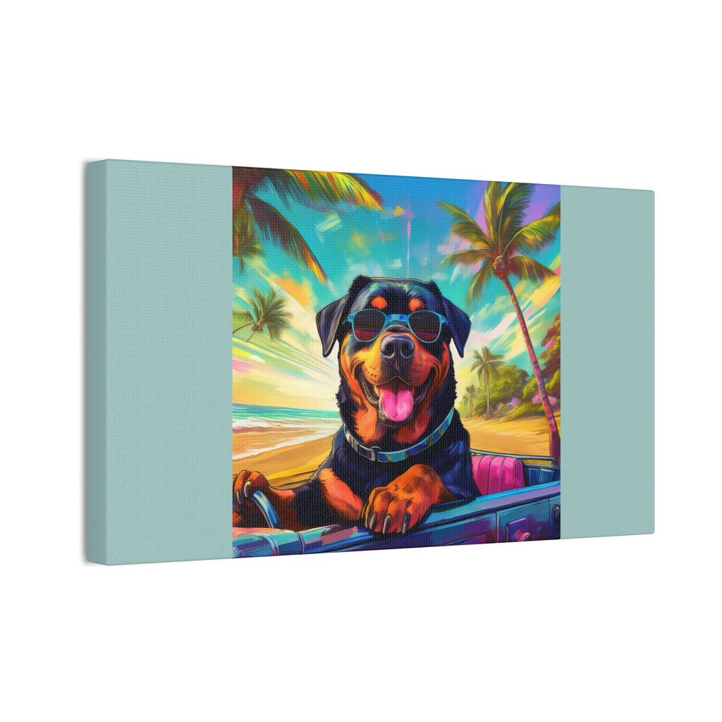 Rottweiler Beach Drive Canvas Painting