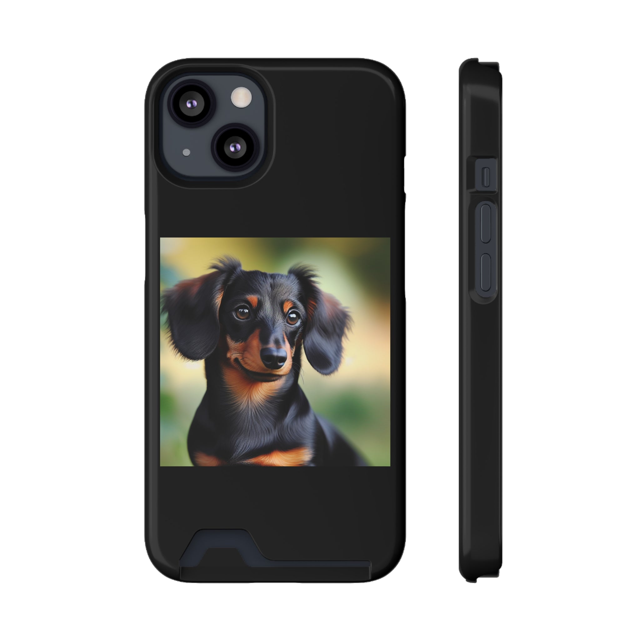 Dachshund Black and Brown Phone Case with Card Holder