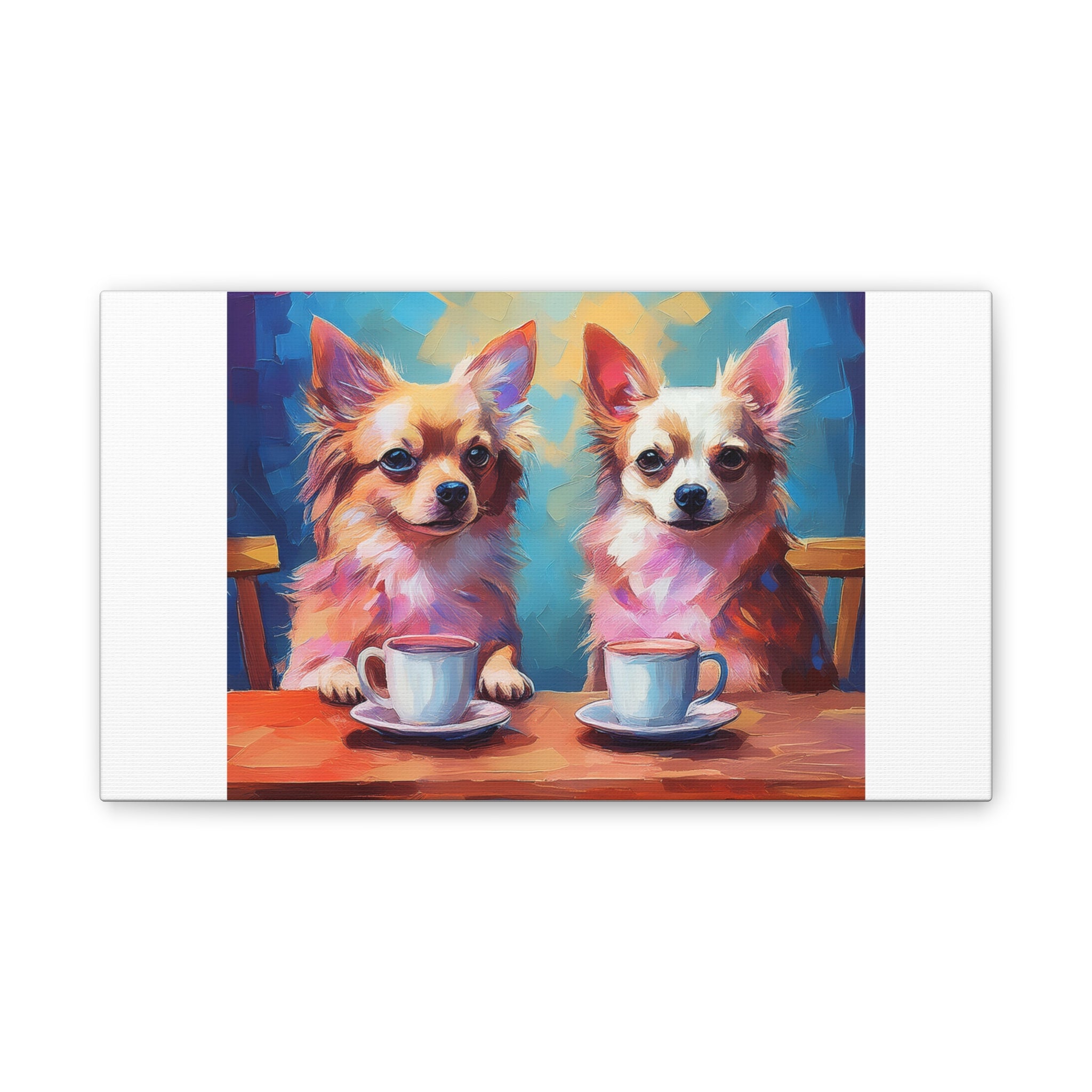 Cafe con Chihuahua Canvas Stretched, 0.75"