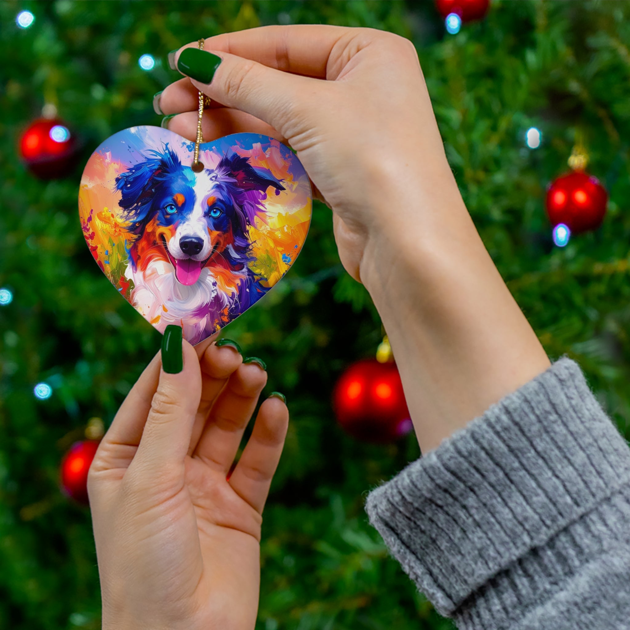 Aussie Shepherd Ceramic Ornament