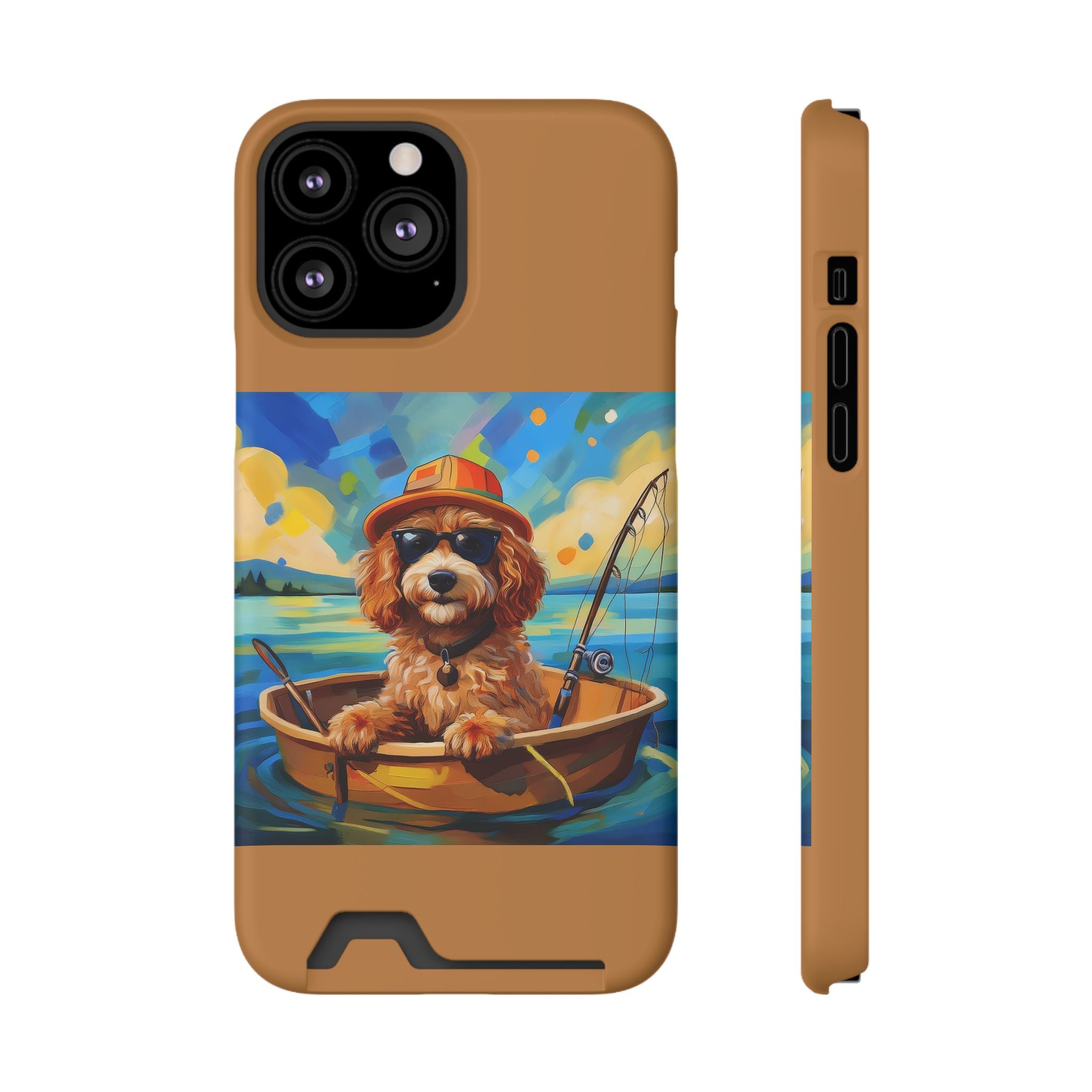 Doodle Fishing Phone Case with Card Holder