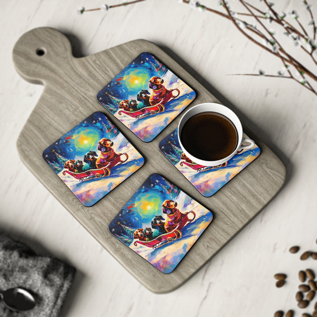 Dachshund Night Sleighride Coasters