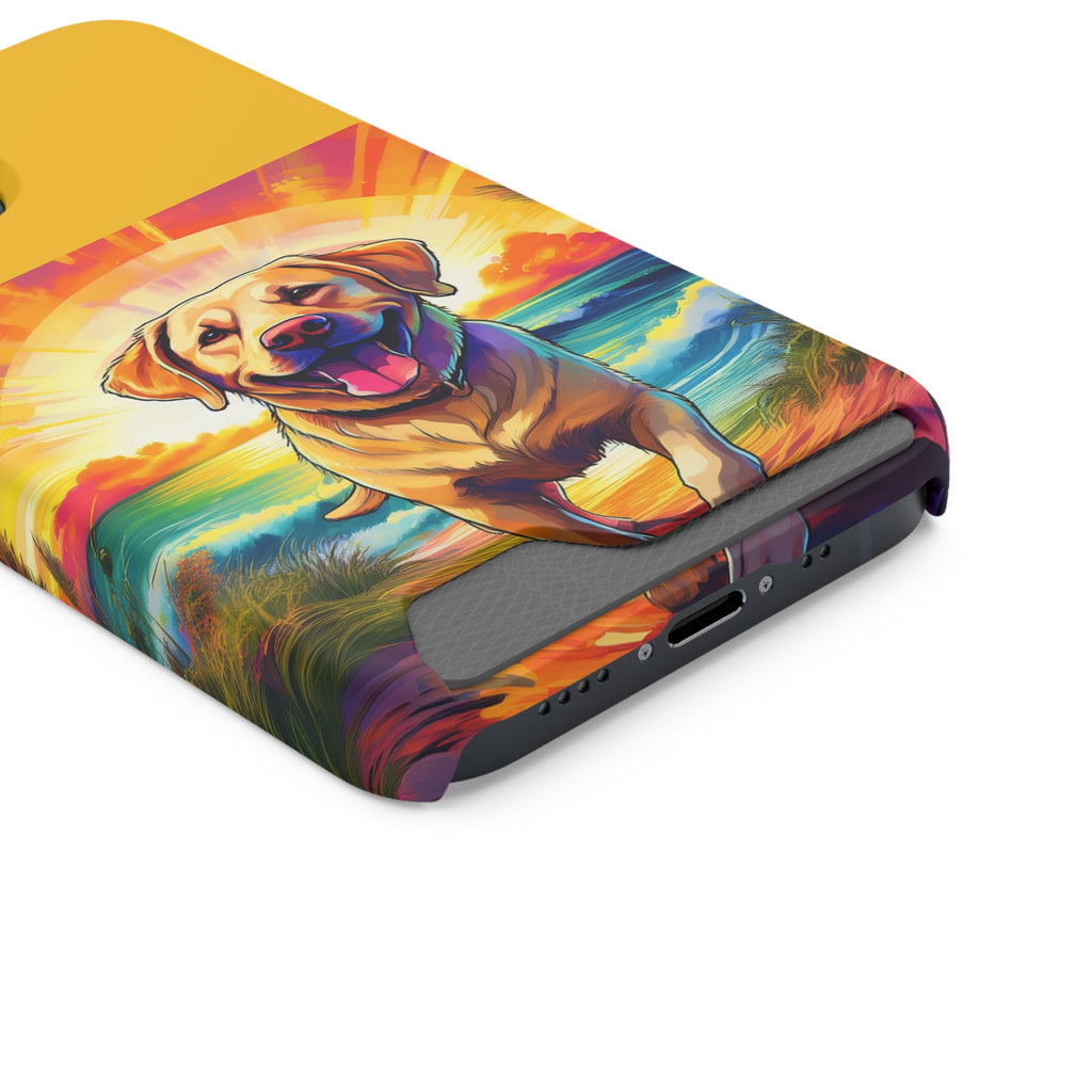 Yellow Lab Sunset Beach Phone Case with Card Holder