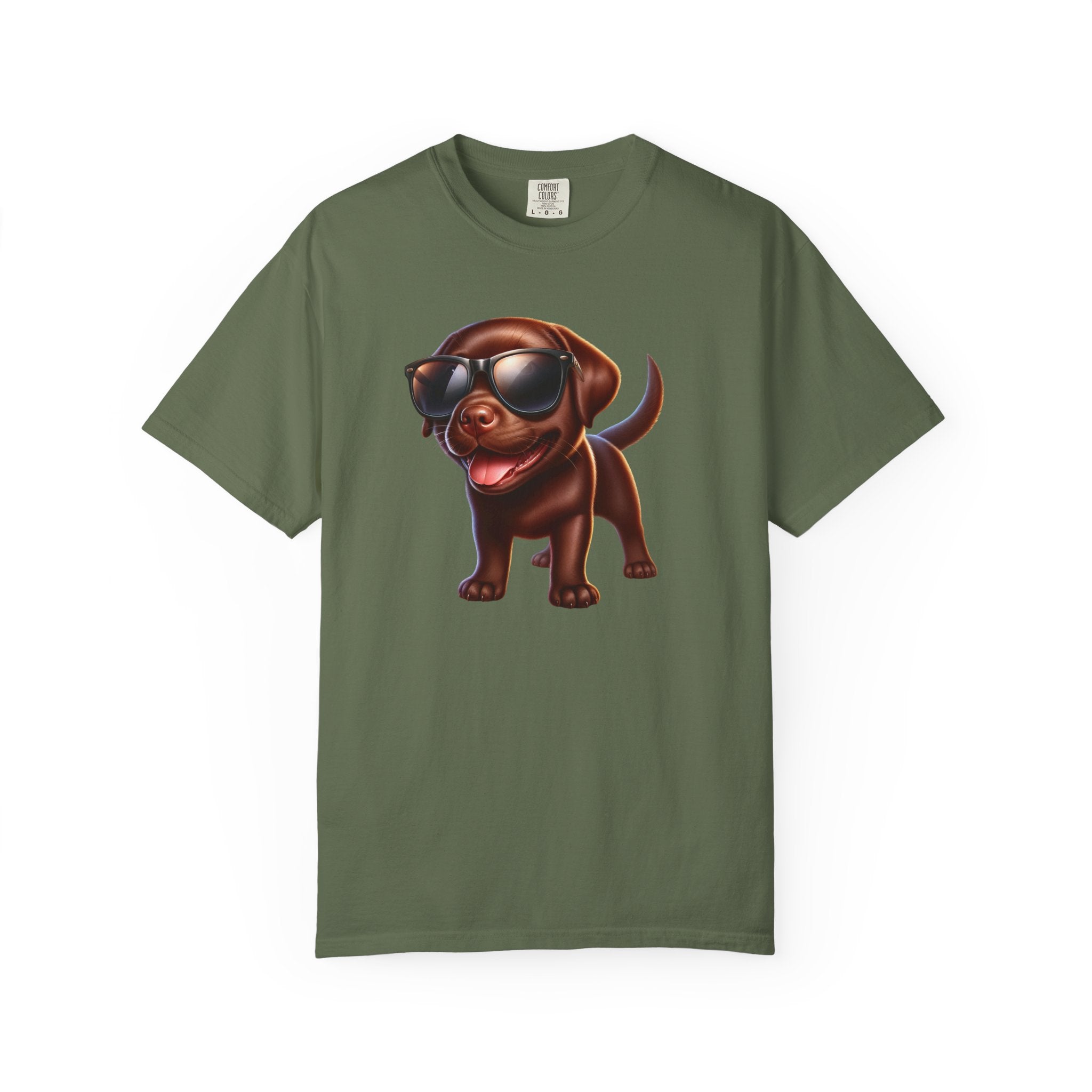 Chocolate Lab w/ sunglasses Unisex Garment-Dyed T-shirt