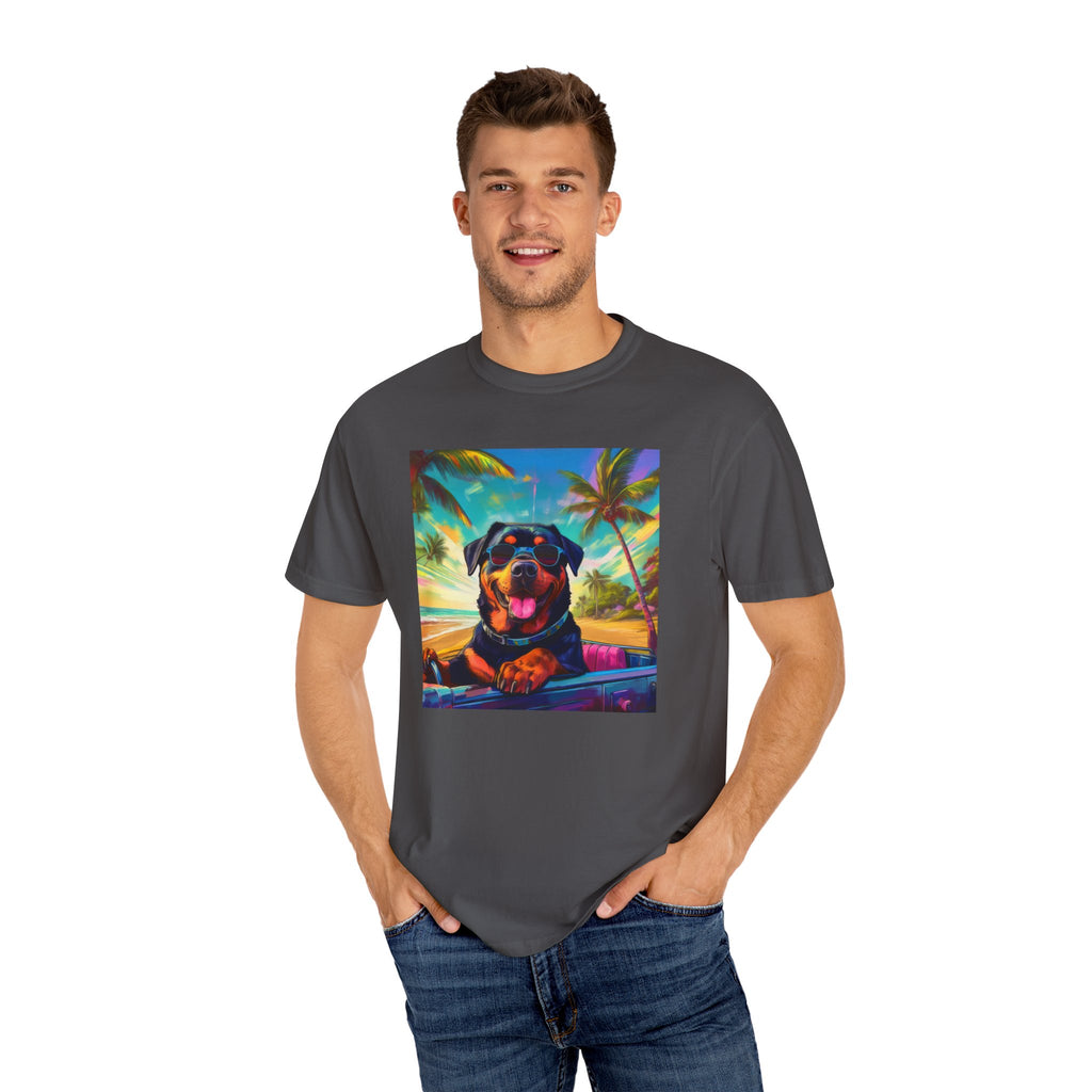 Rottweiler Beach Drive Unisex Garment-Dyed T-shirt