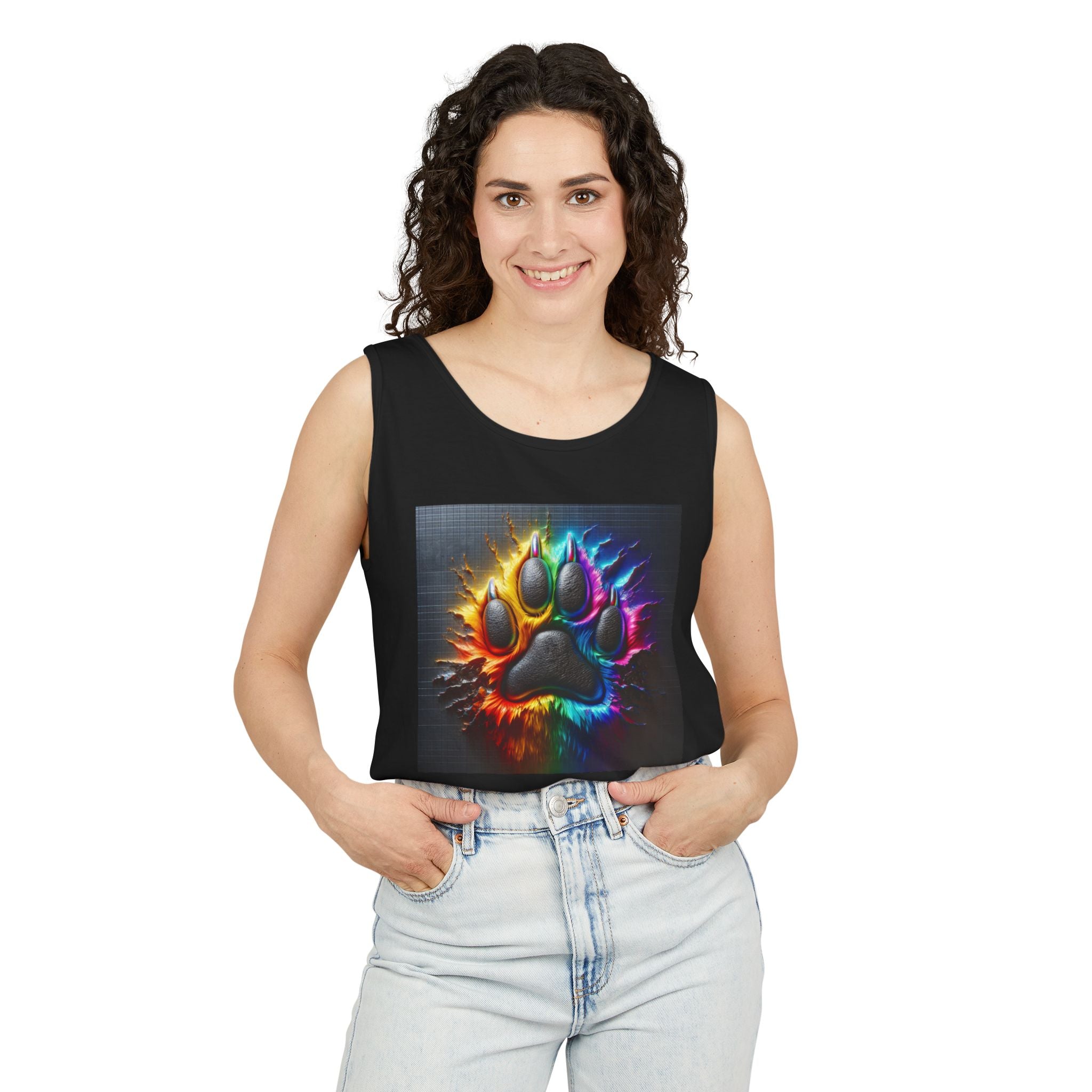 Electric Rainbow Dog Paw Unisex Tank Top