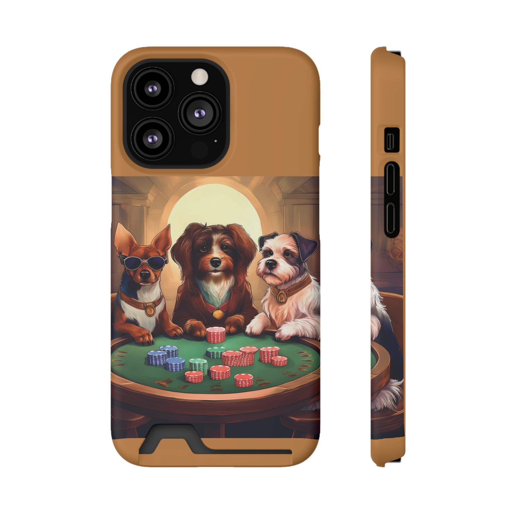 Puppy Poker Phone Case with Card Holder
