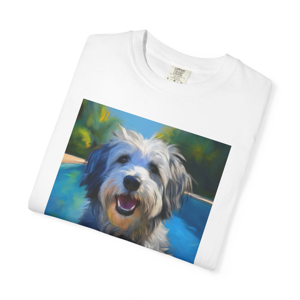 Grey Shaggy Dog Poolside Unisex Garment-Dyed T-shirt