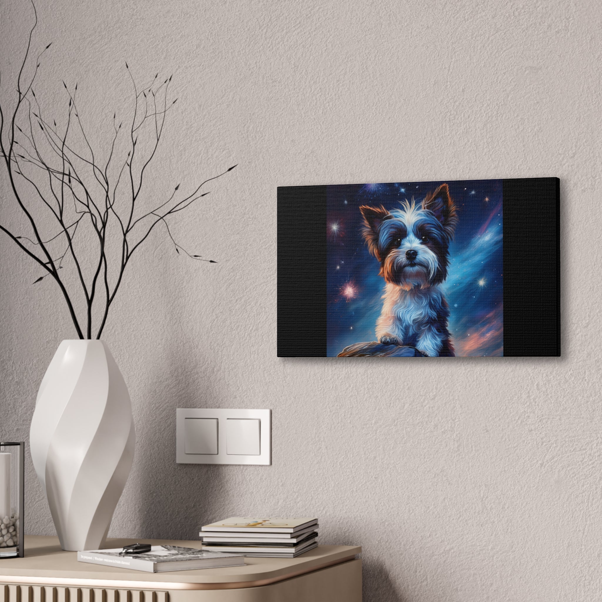Biewer Terrier Stary Night Cavas Painting