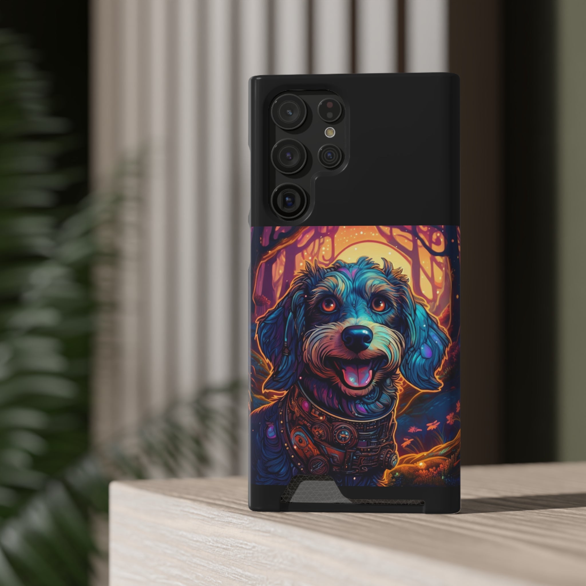 Dachshund Steampunk Phone Case with Card Holder
