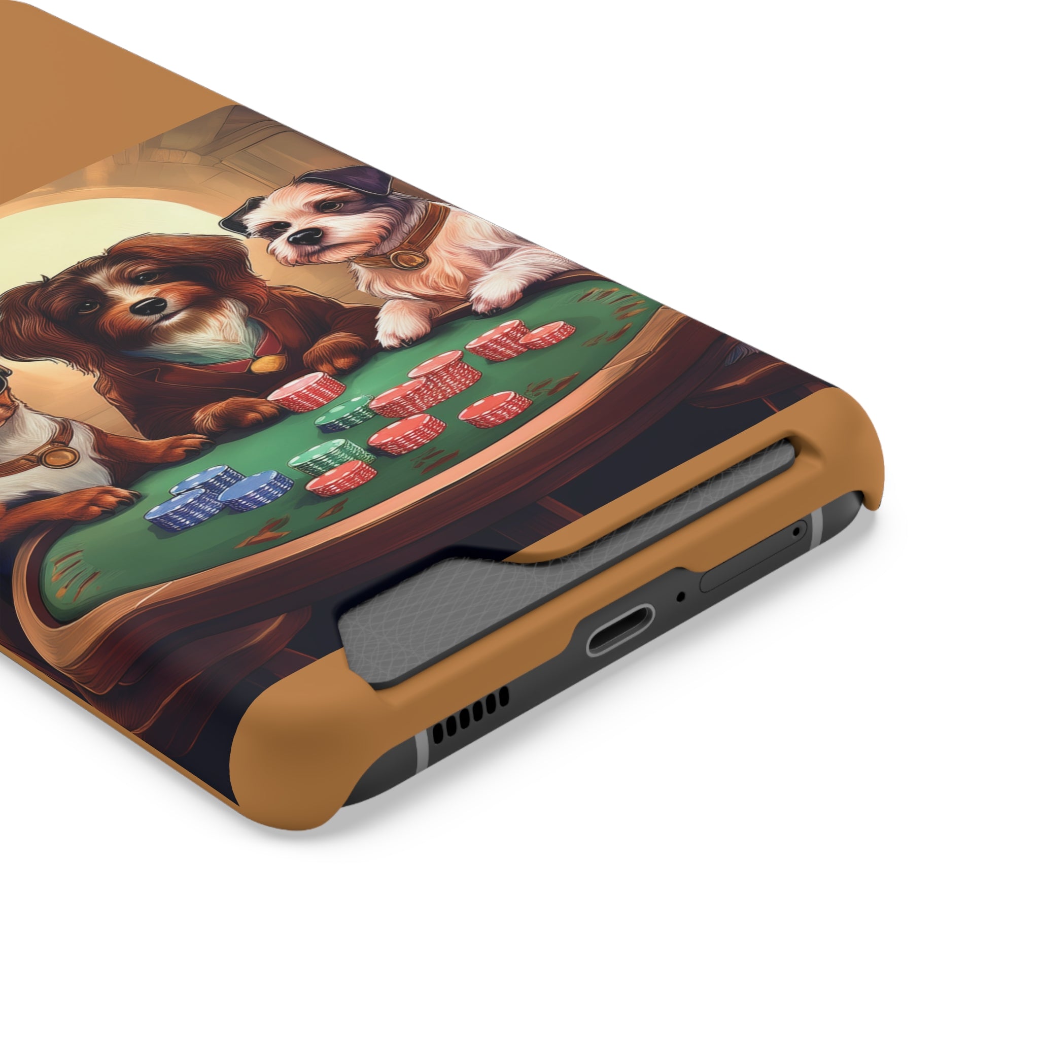 Puppy Poker Phone Case with Card Holder