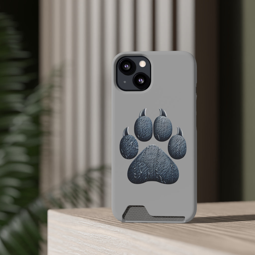 Denim Dog Paw Phone Case with Card Holder