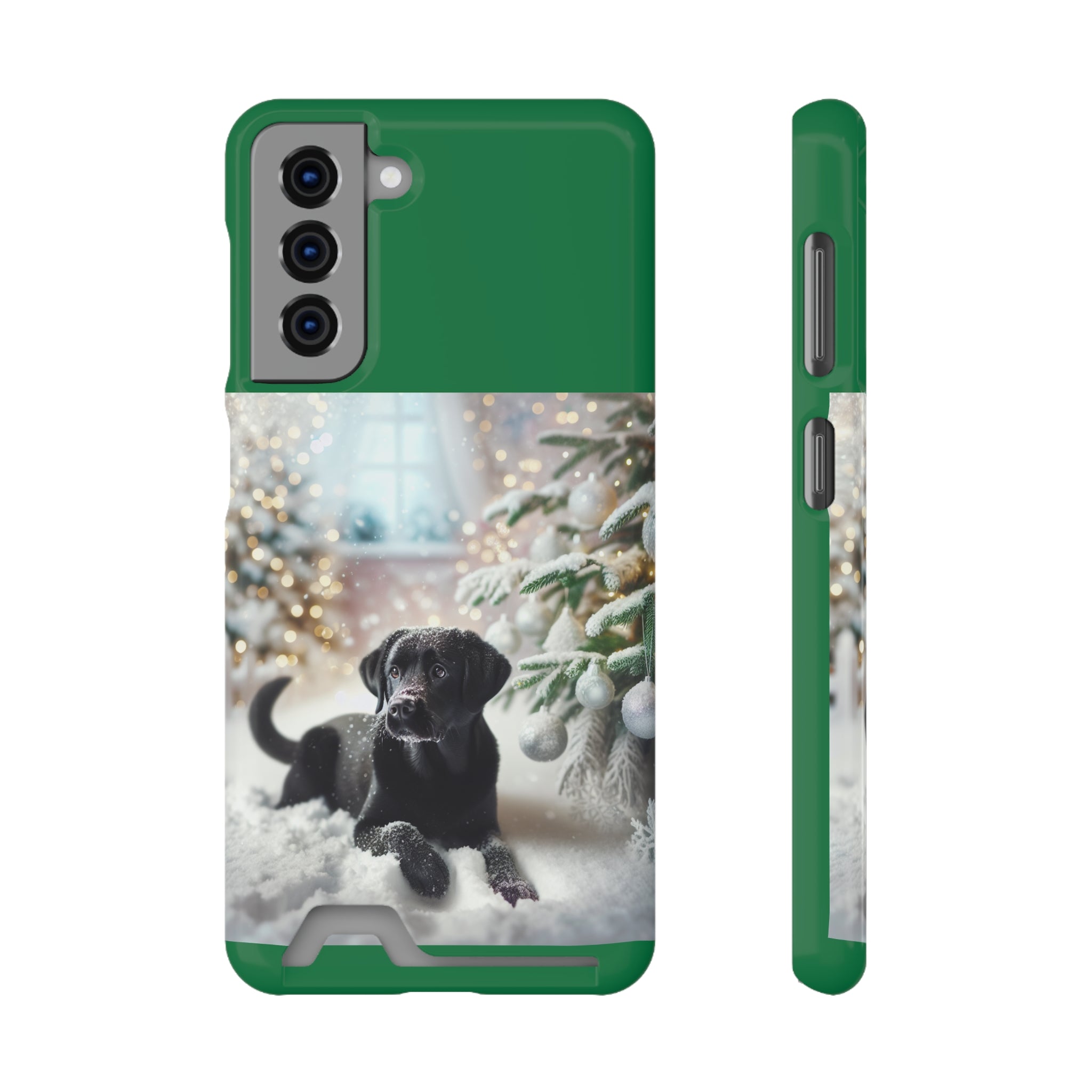 Black Lab Holiday Phone Case with Card Holder