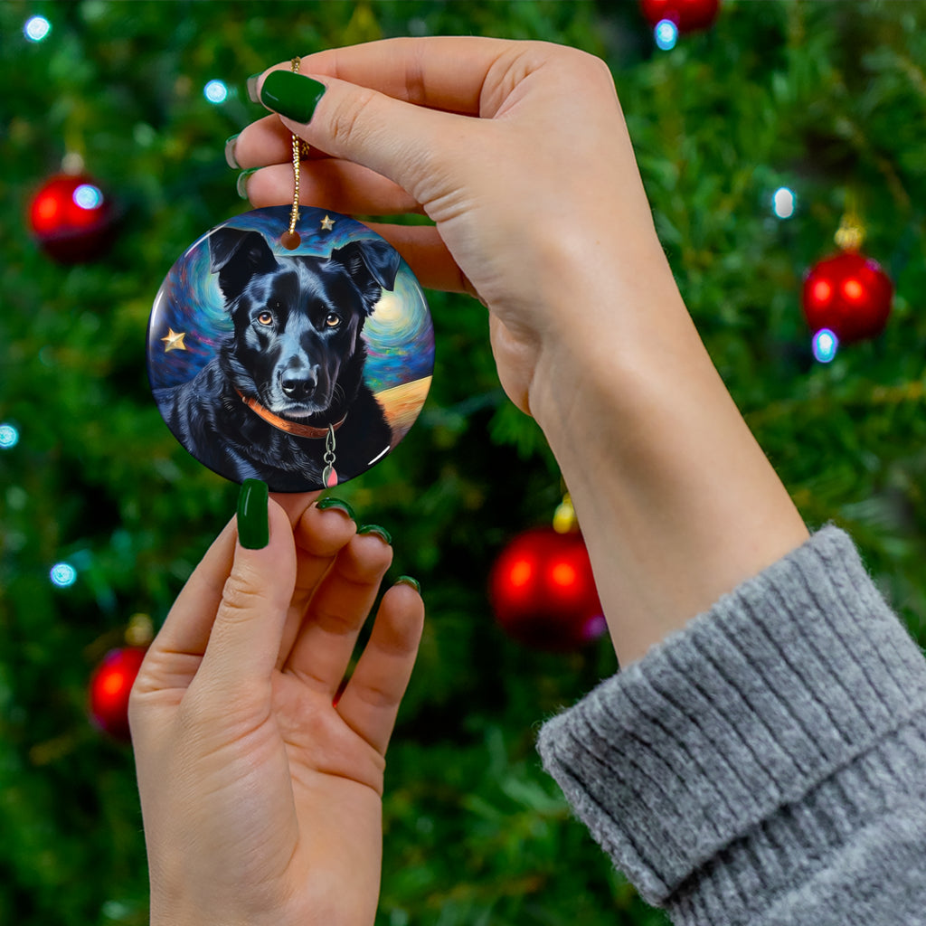 Black Shepherd Lab Stary Night Ceramic Ornament