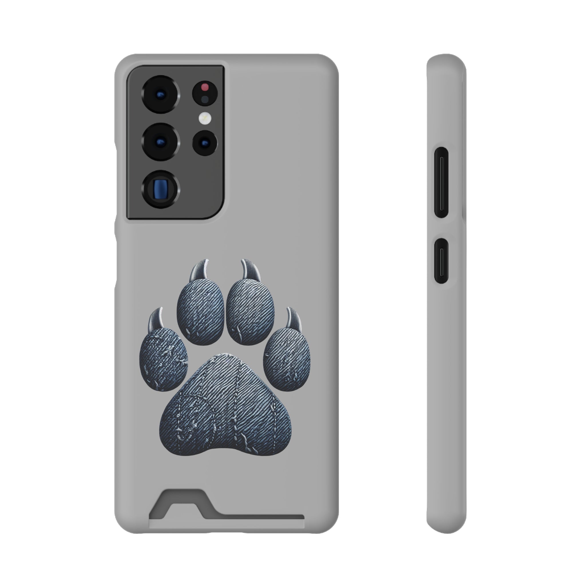 Denim Dog Paw Phone Case with Card Holder