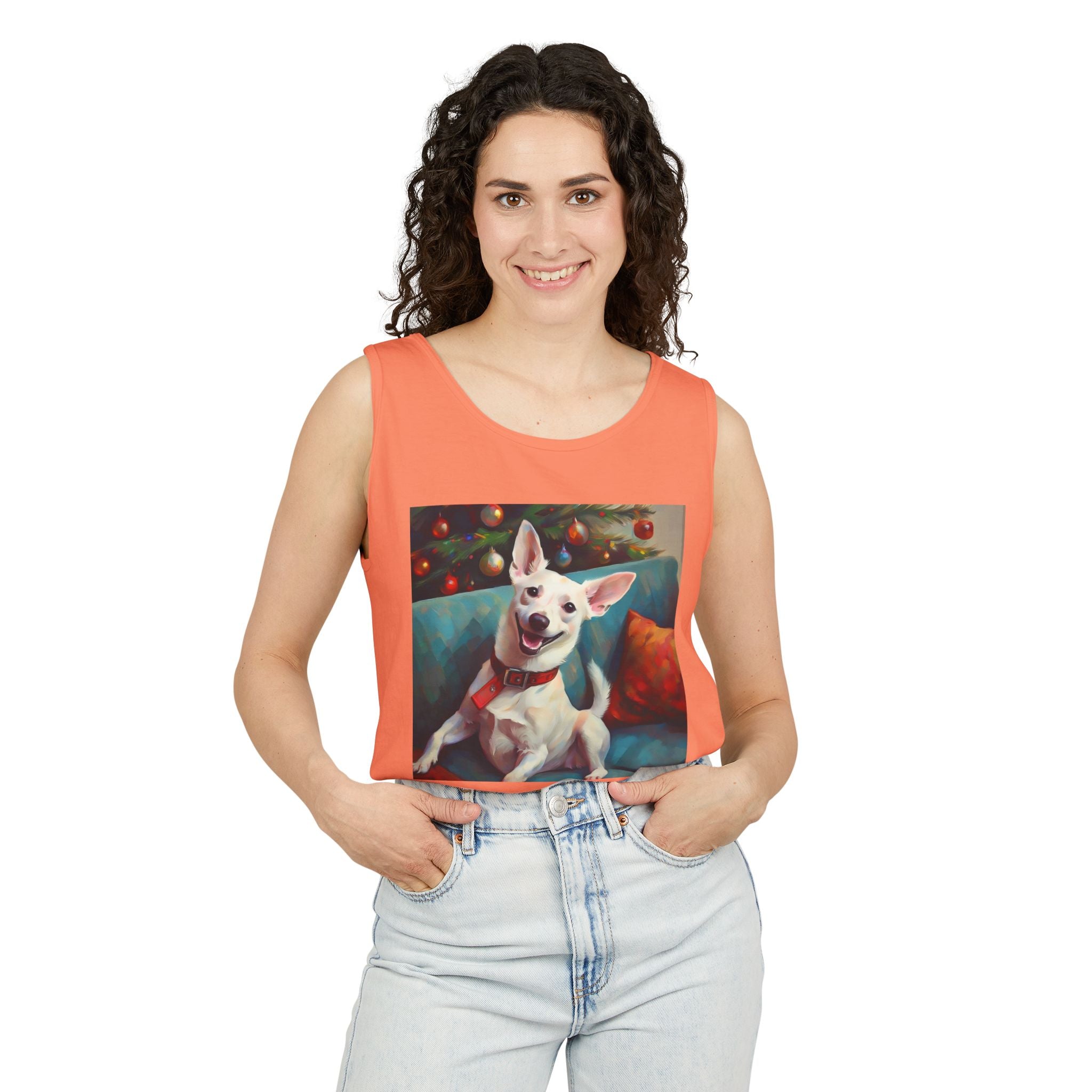 White Corgi Holiday II Unisex Tank Top