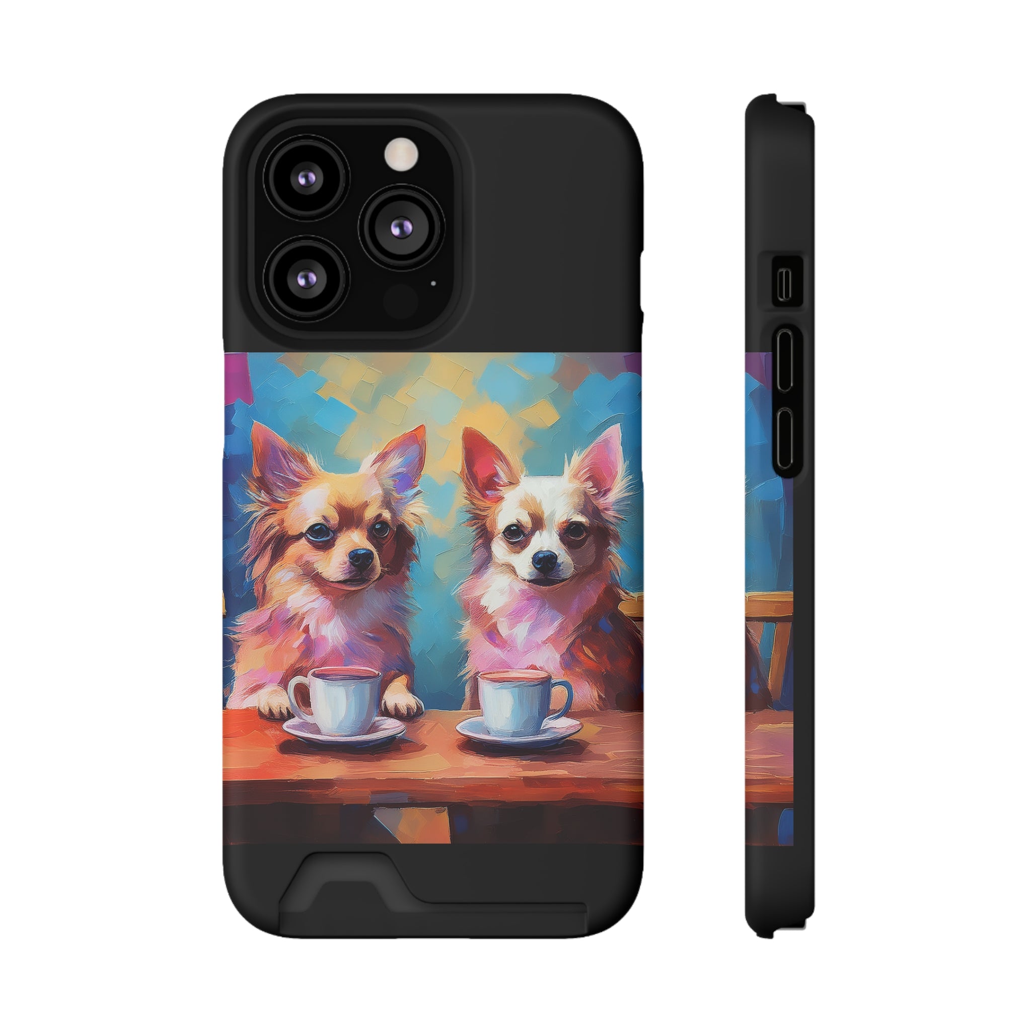 Cafe con Chihuahua Phone Case with Card Holder