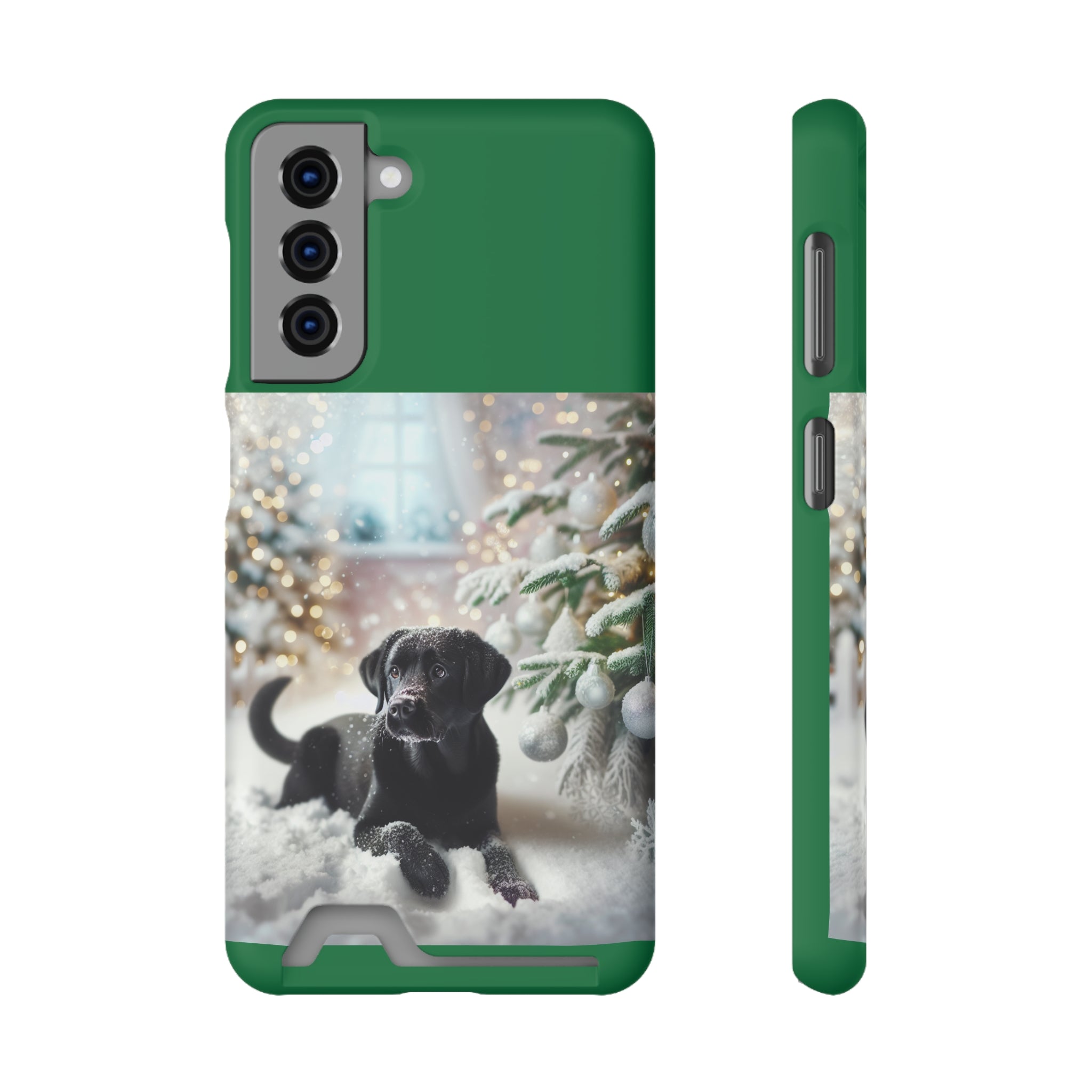 Black Lab Holiday Phone Case with Card Holder