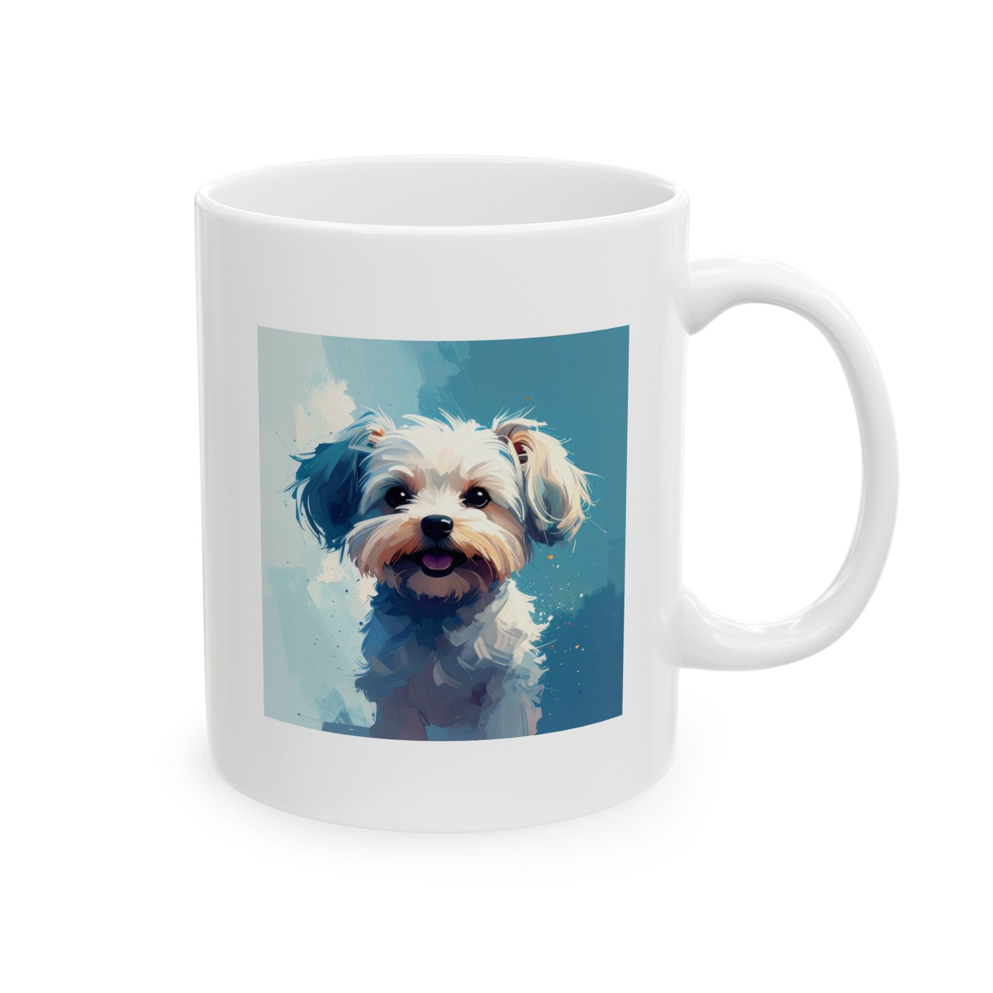 White Frost Yorkie Ceramic Mug, (11oz, 15oz)