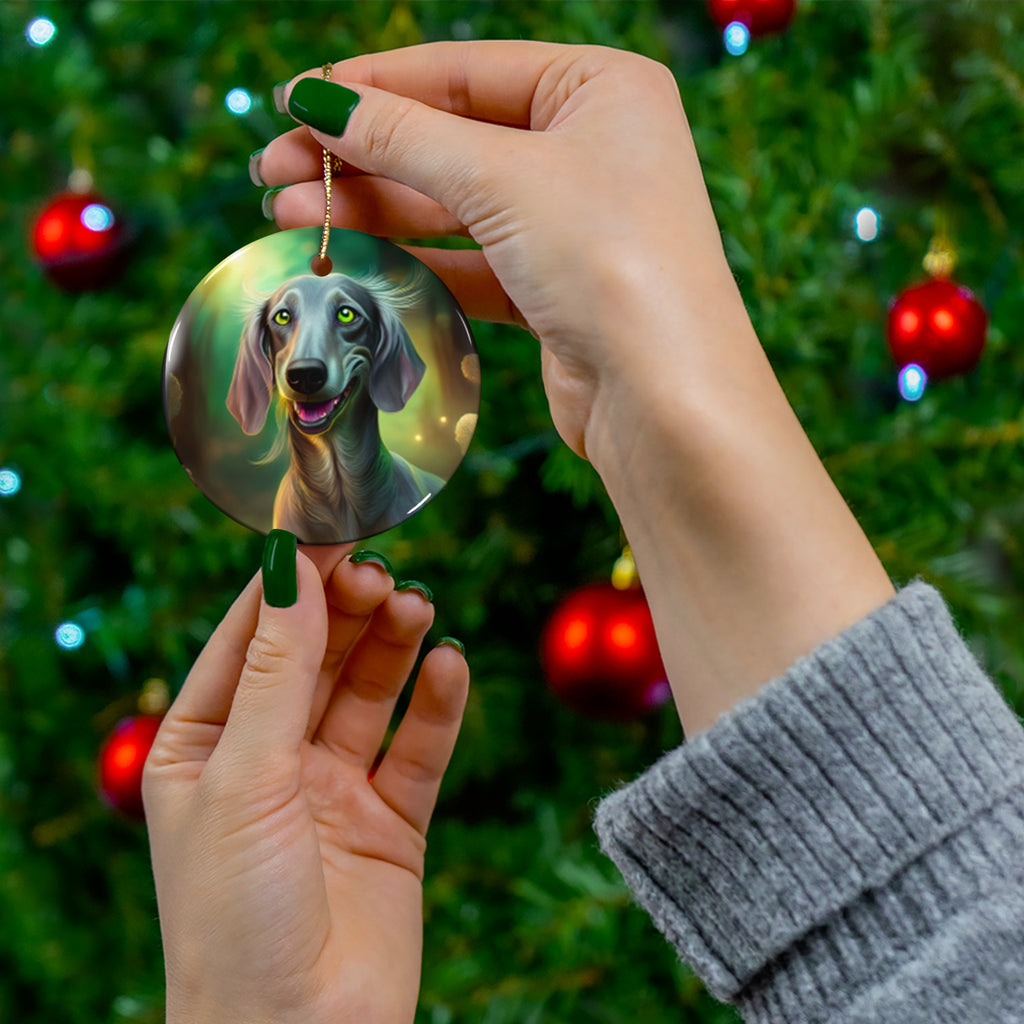 Silver Grey Dachshund Ceramic Ornament