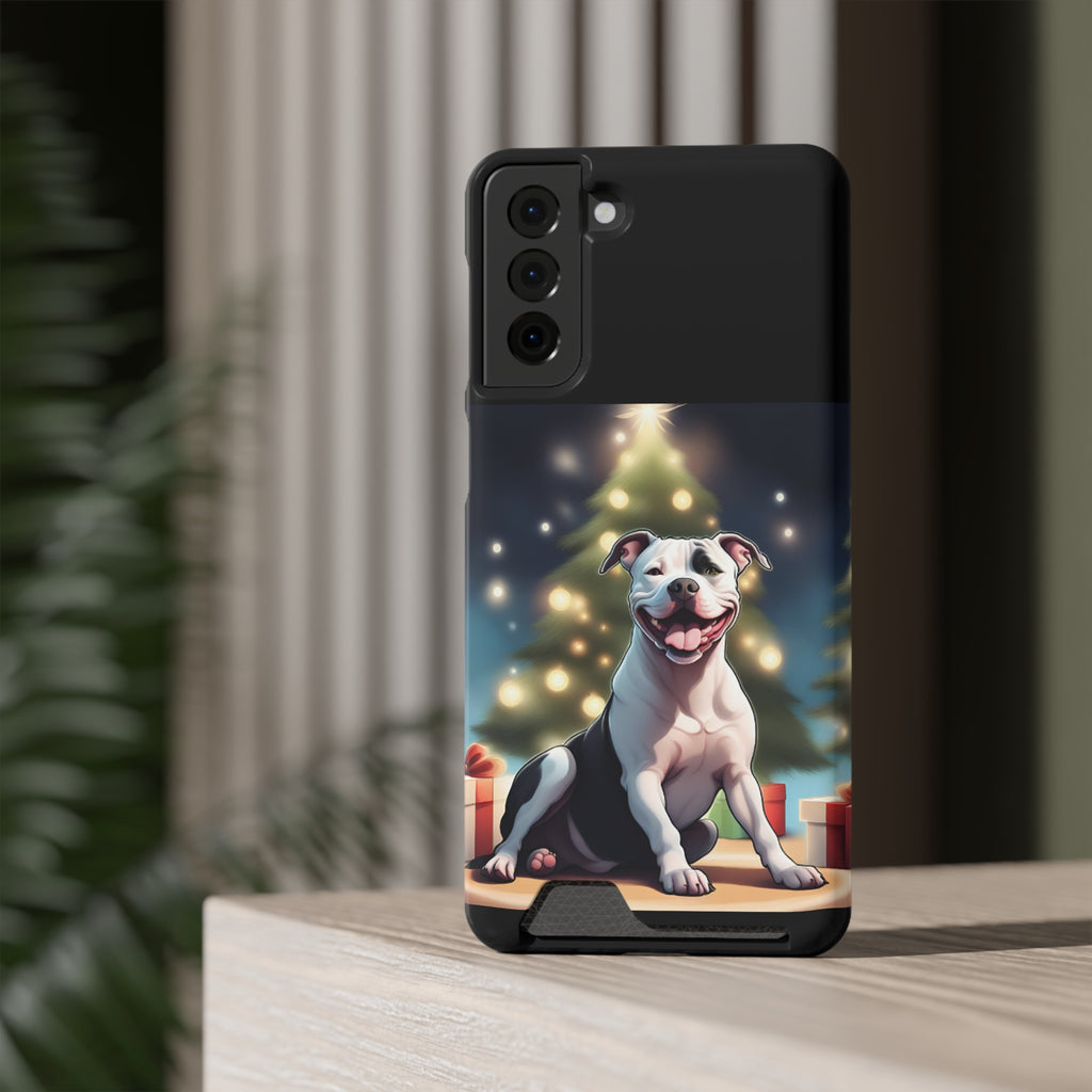 Pitbull Holiday Phone Case with Card Holder