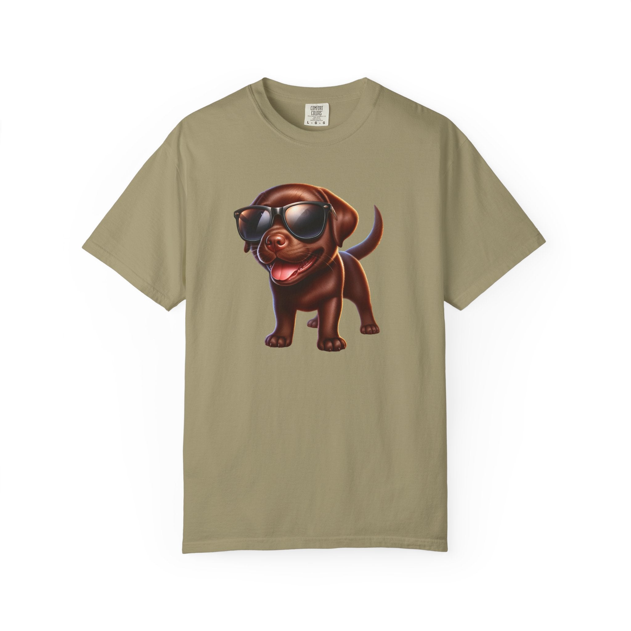 Chocolate Lab w/ sunglasses Unisex Garment-Dyed T-shirt